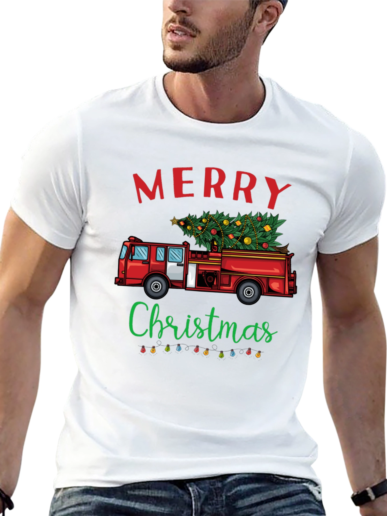 Merry Christmas Fire Truck T-Shirt
