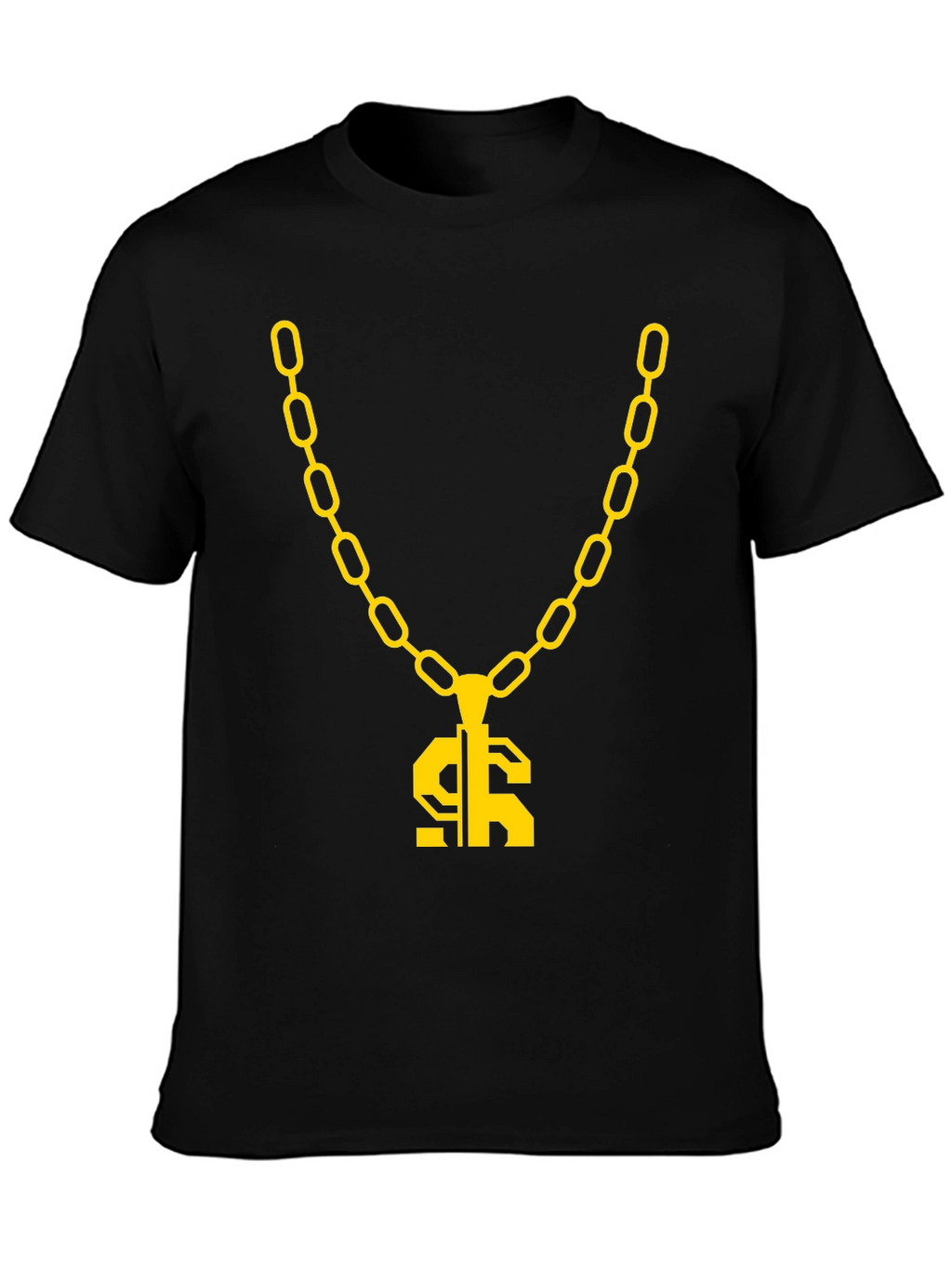 Gold Chain Dollar Sign Black Graphic Tee
