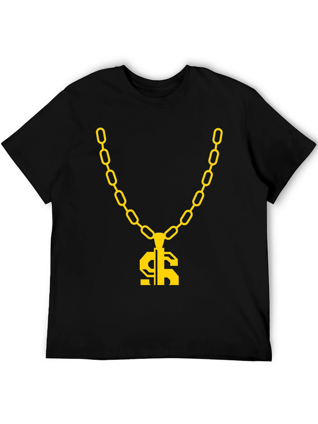 Gold Chain Dollar Sign Black Graphic Tee