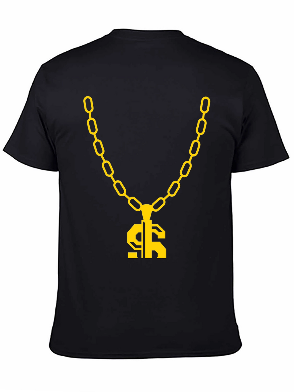 Gold Chain Dollar Sign Black Graphic Tee