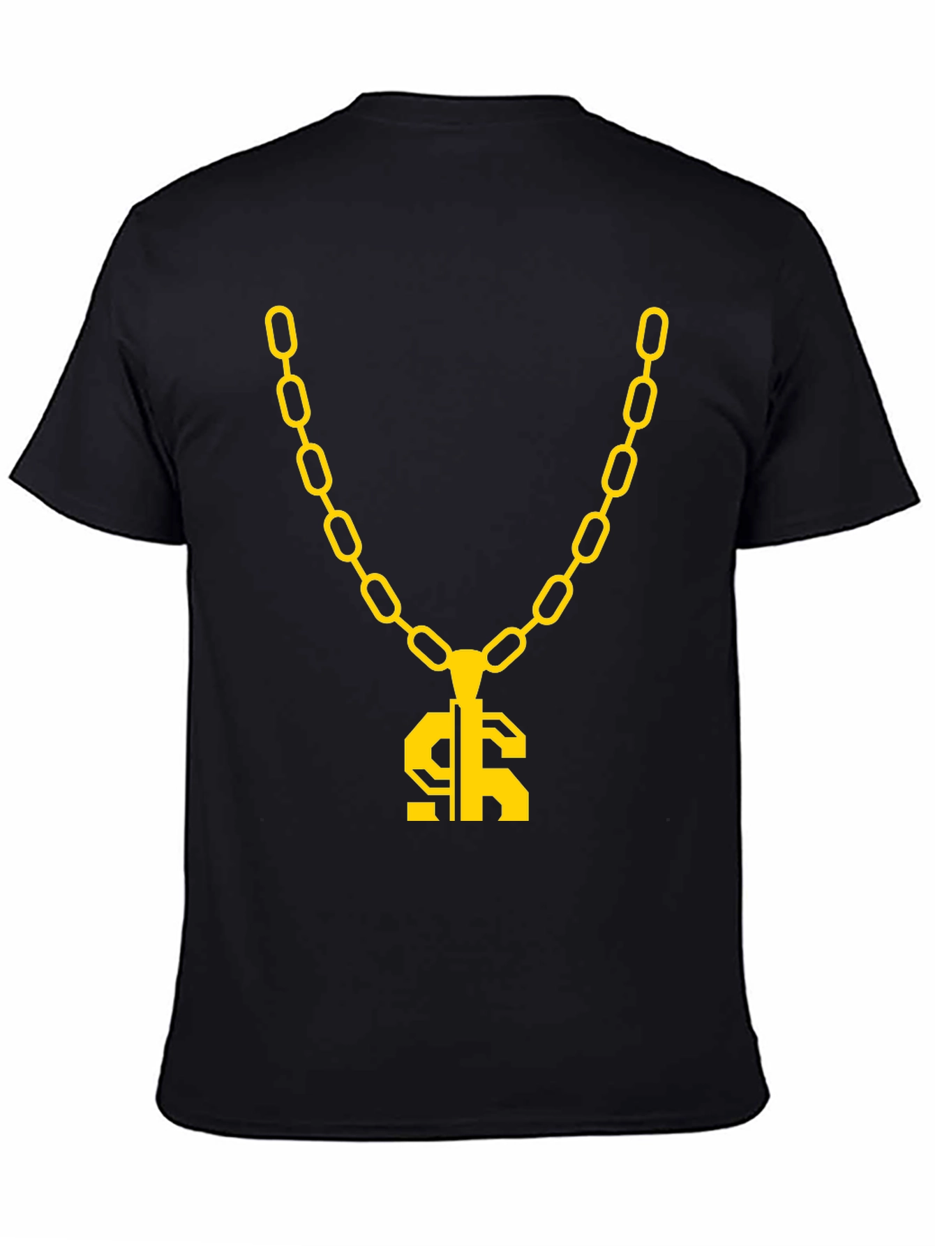 Gold Chain Dollar Sign Black Graphic Tee
