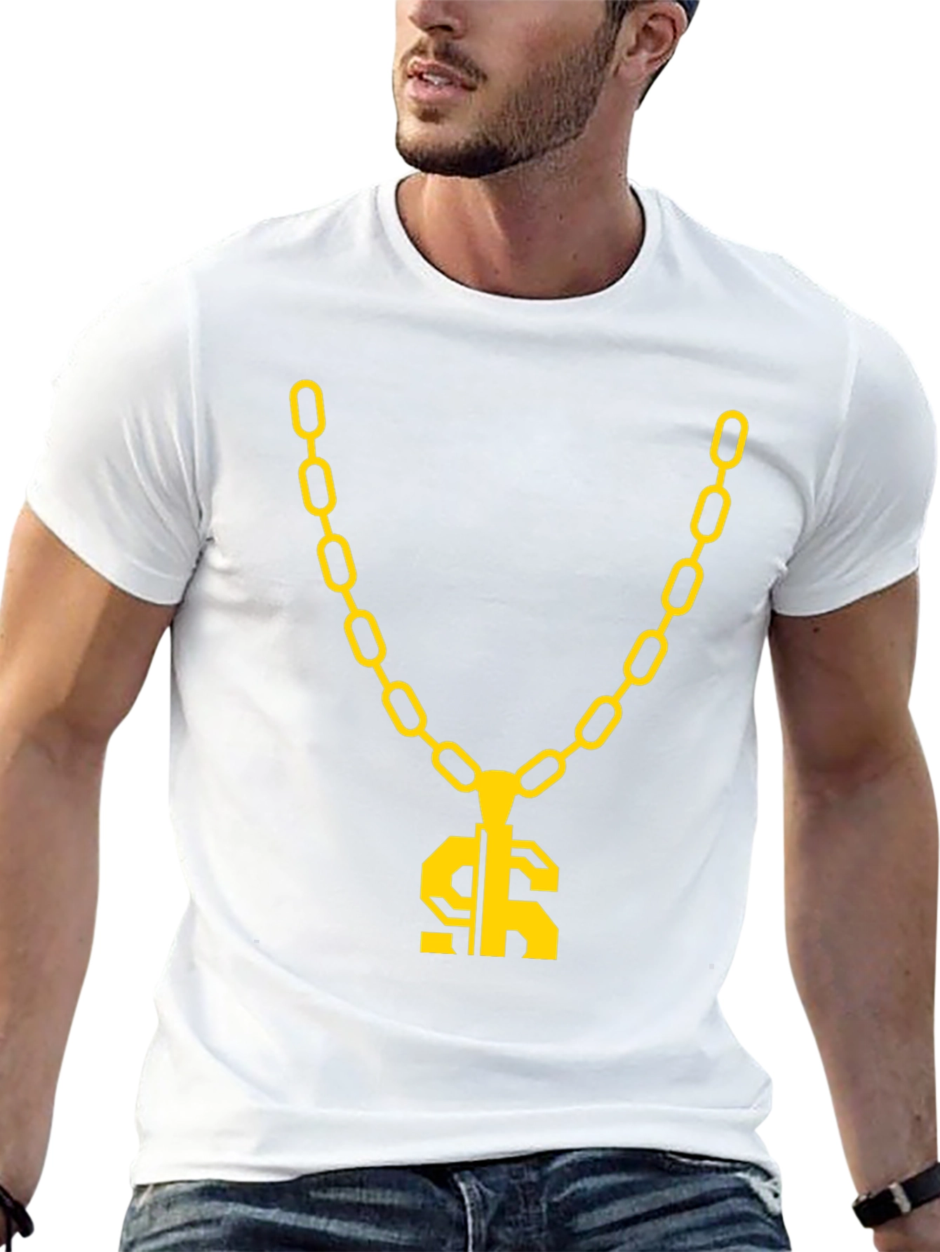 Gold Chain Dollar Sign Black Graphic Tee