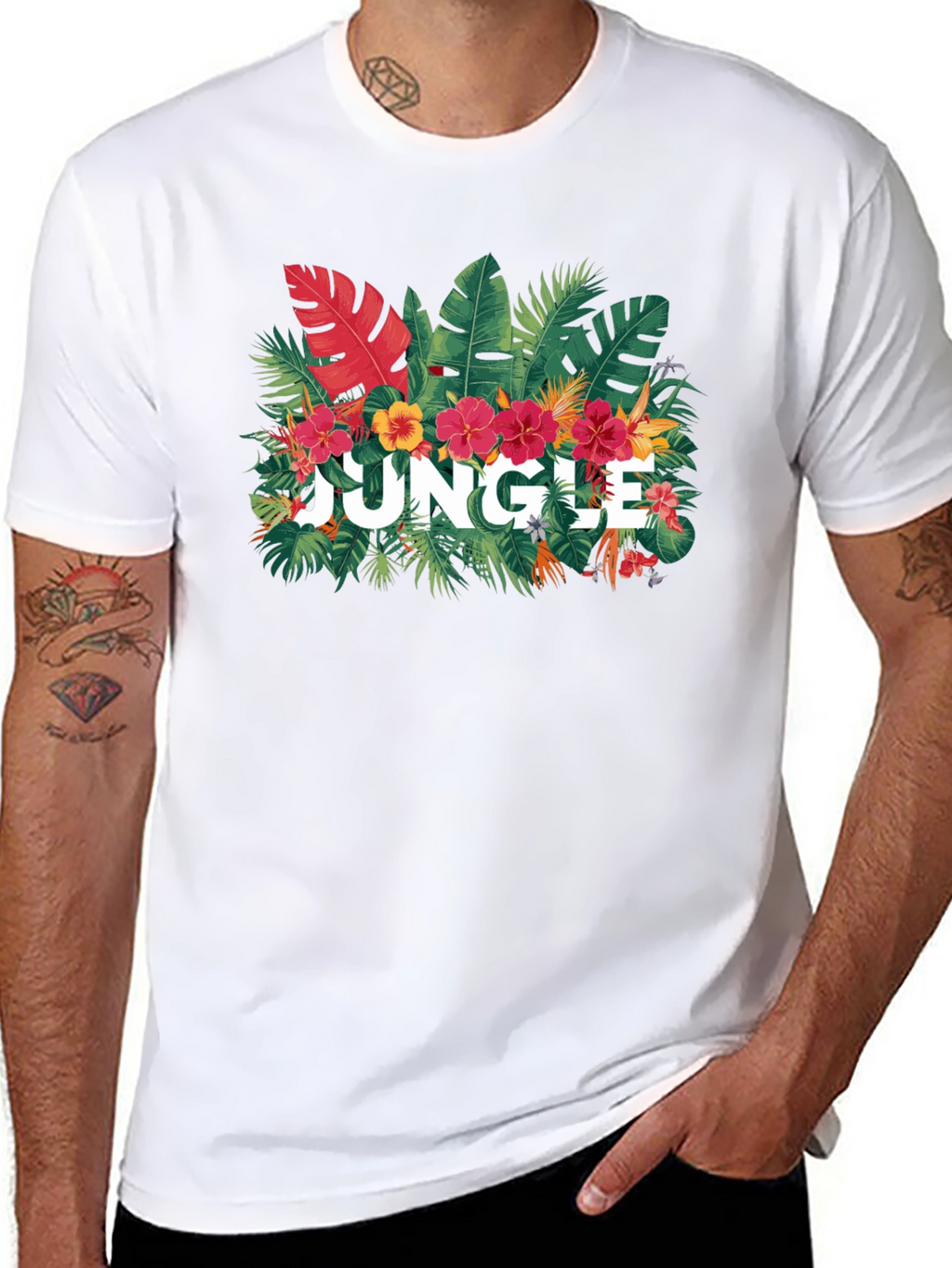Jungle Graphic Print Black T-Shirt
