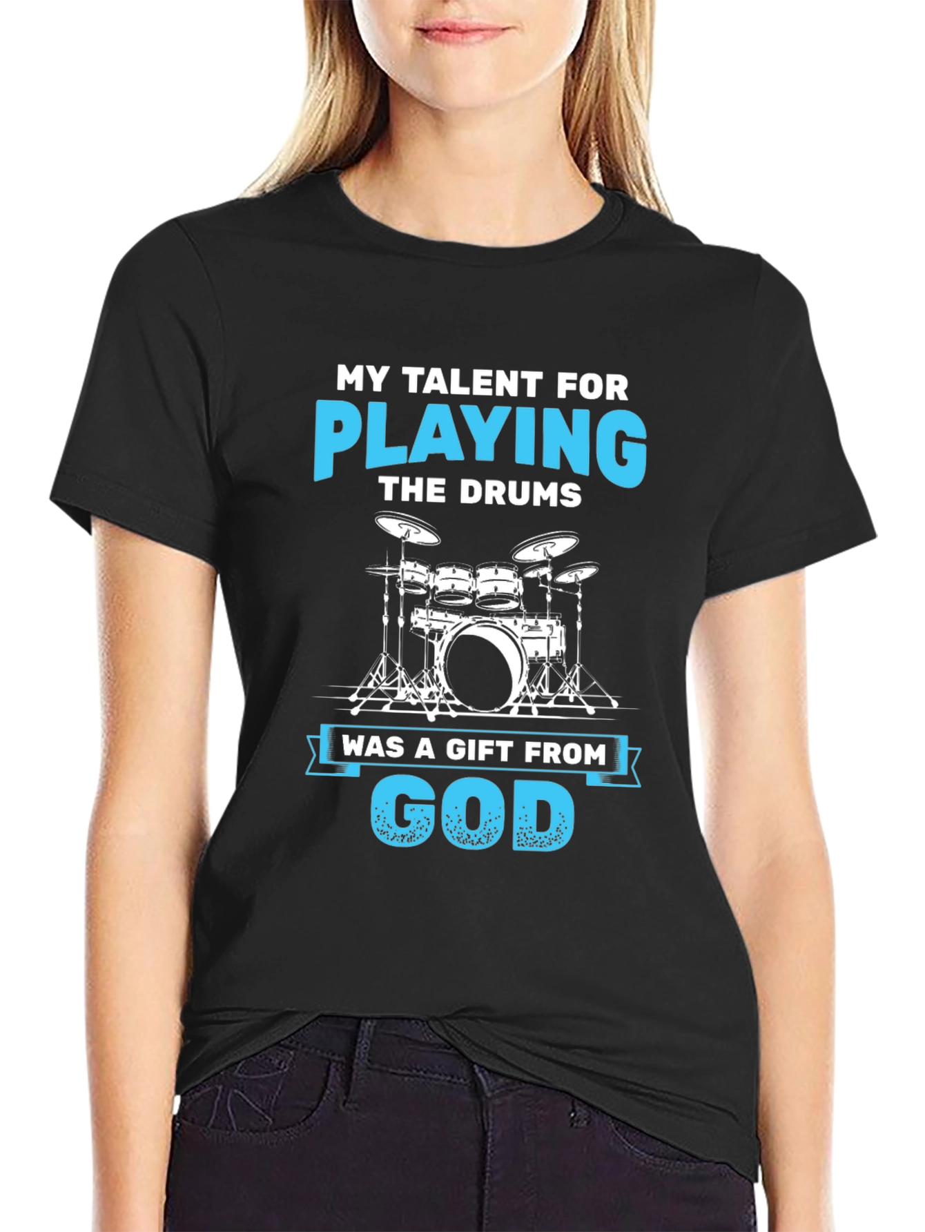 Drummers Gift T-Shirt - My Talent For Playing The Drums Cotton Tee