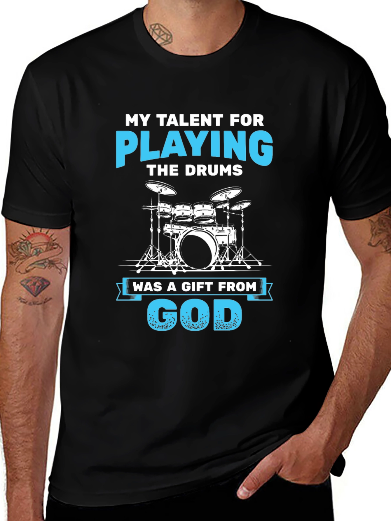 Drummers Gift T-Shirt - My Talent For Playing The Drums Cotton Tee