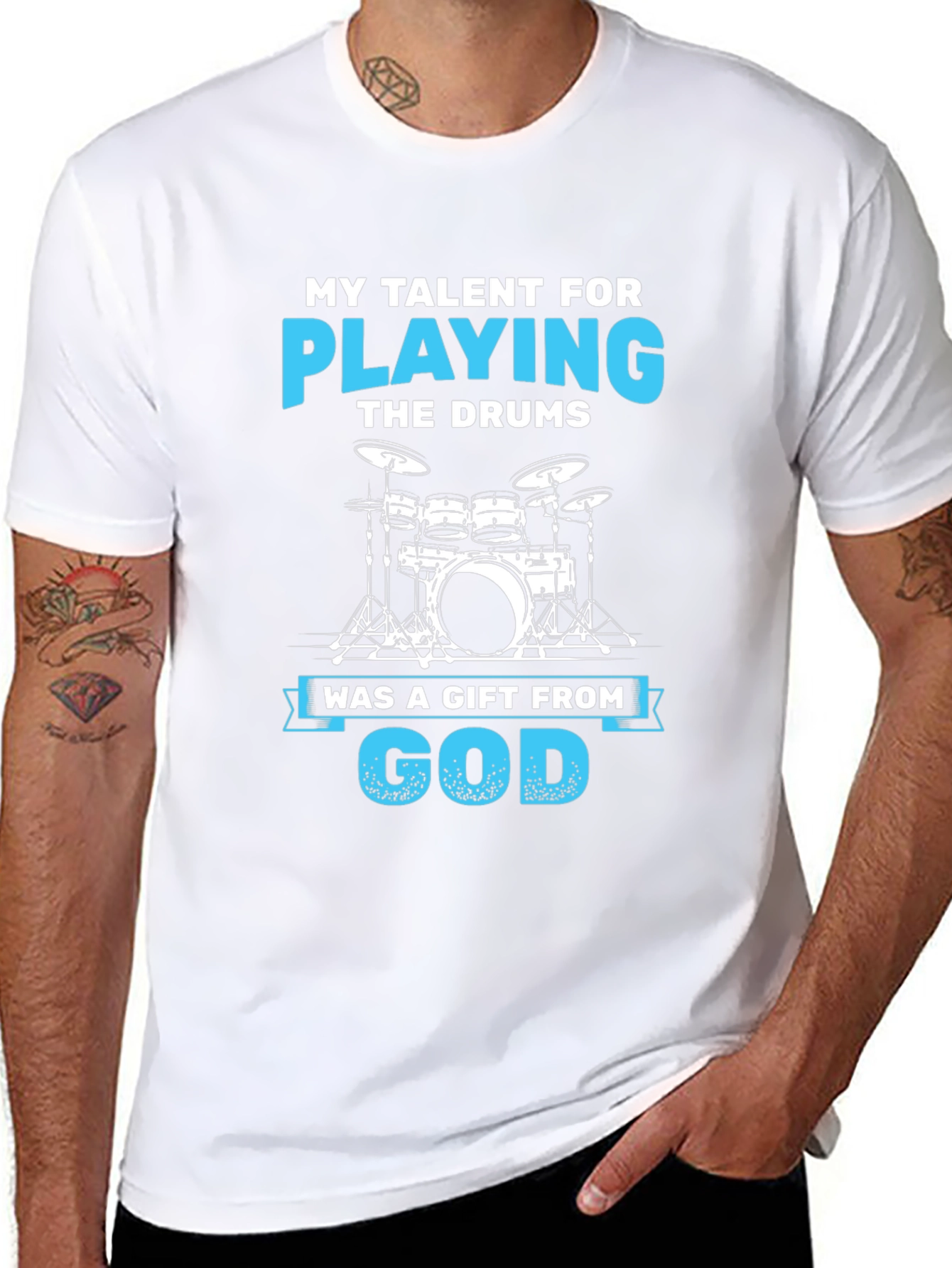 Drummers Gift T-Shirt - My Talent For Playing The Drums Cotton Tee