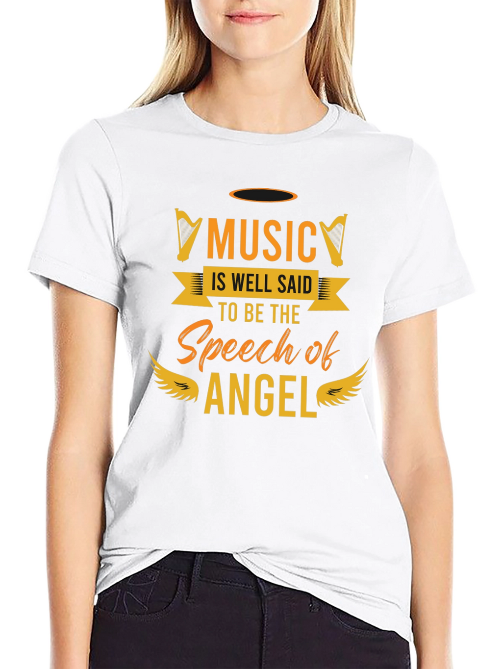 Music Is Angels Speech Graphic Tee - Black