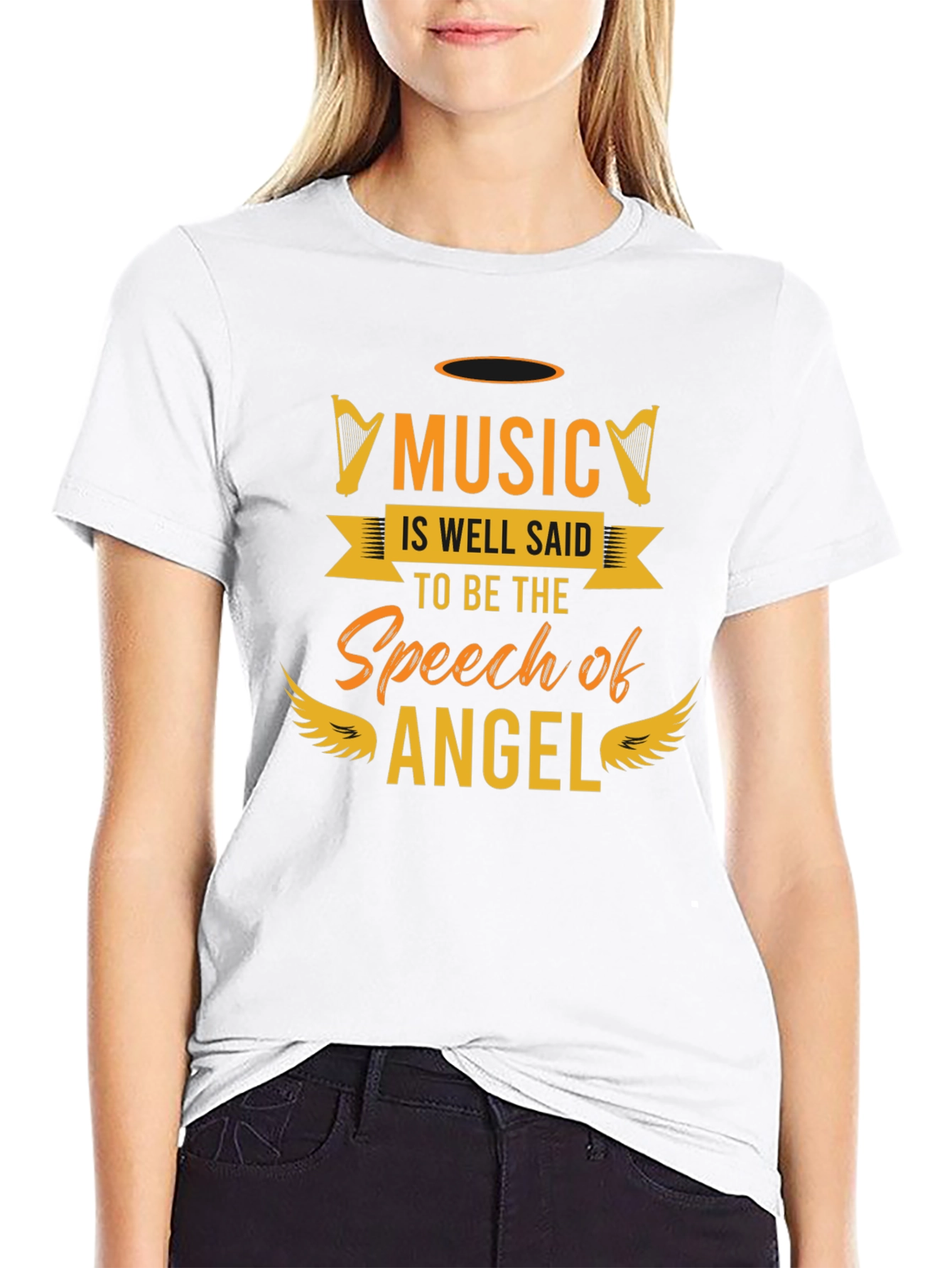 Music Is Angels Speech Graphic Tee - Black