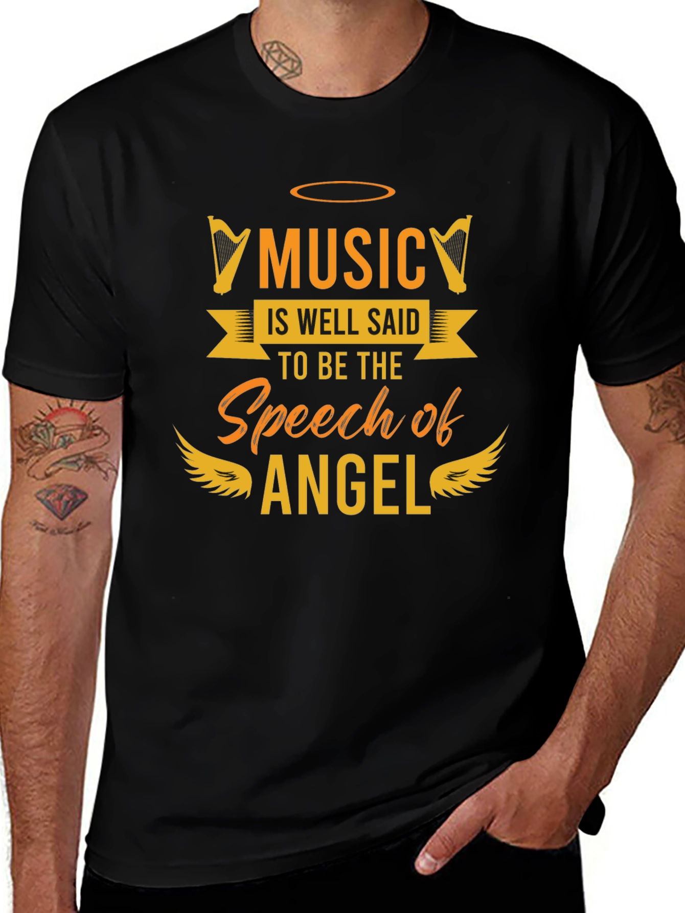 Music Is Angels Speech Graphic Tee - Black