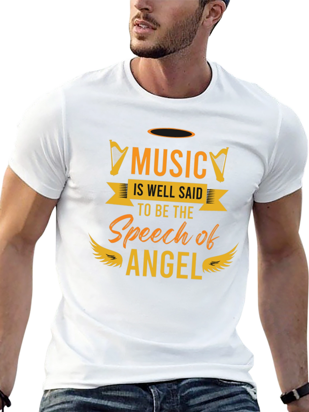 Music Is Angels Speech Graphic Tee - Black