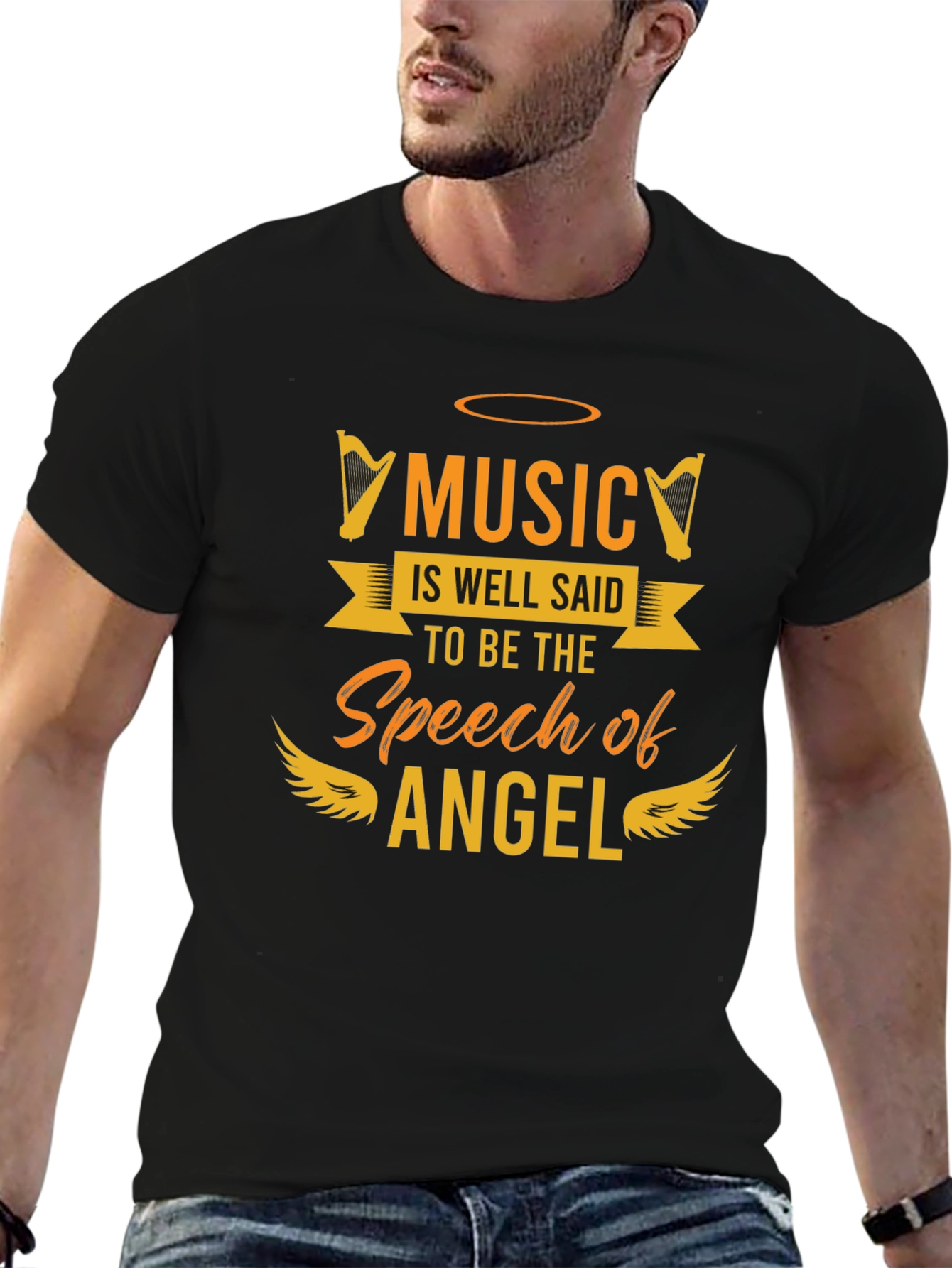 Music Is Angels Speech Graphic Tee - Black