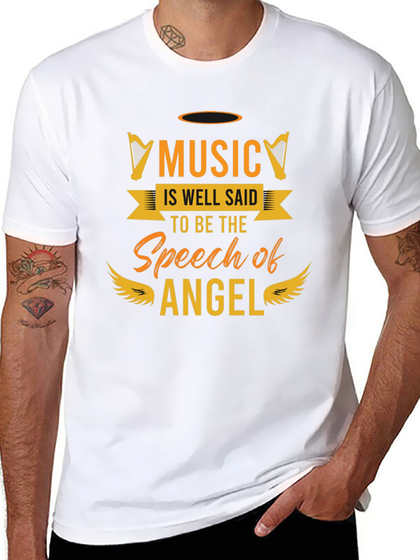 Music Is Angels Speech Graphic Tee - Black