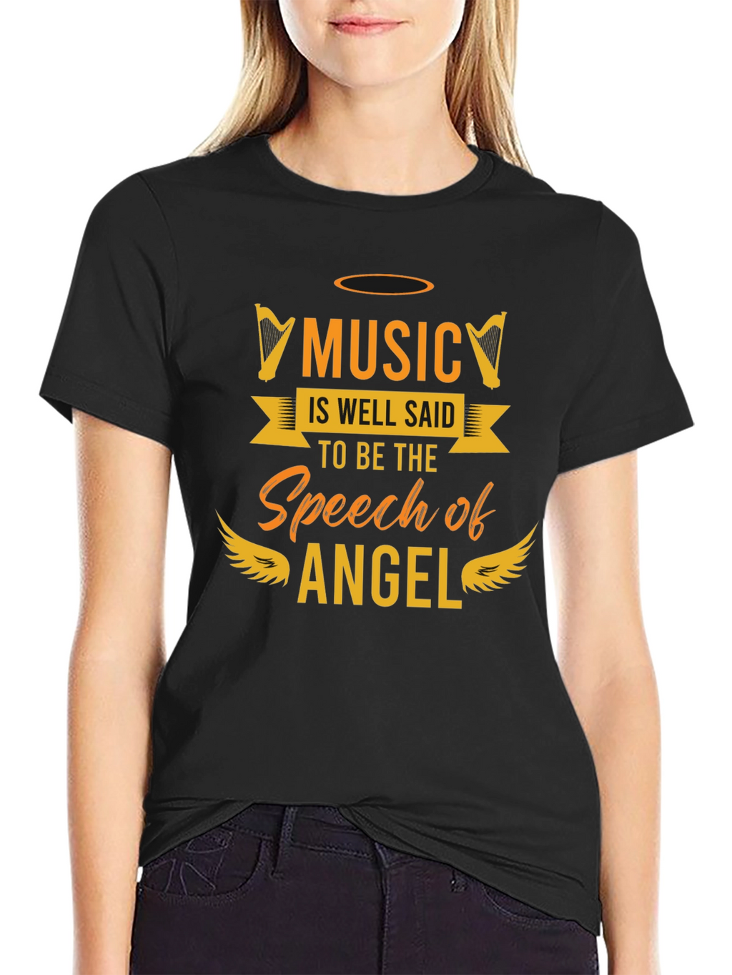 Music Is Angels Speech Graphic Tee - Black