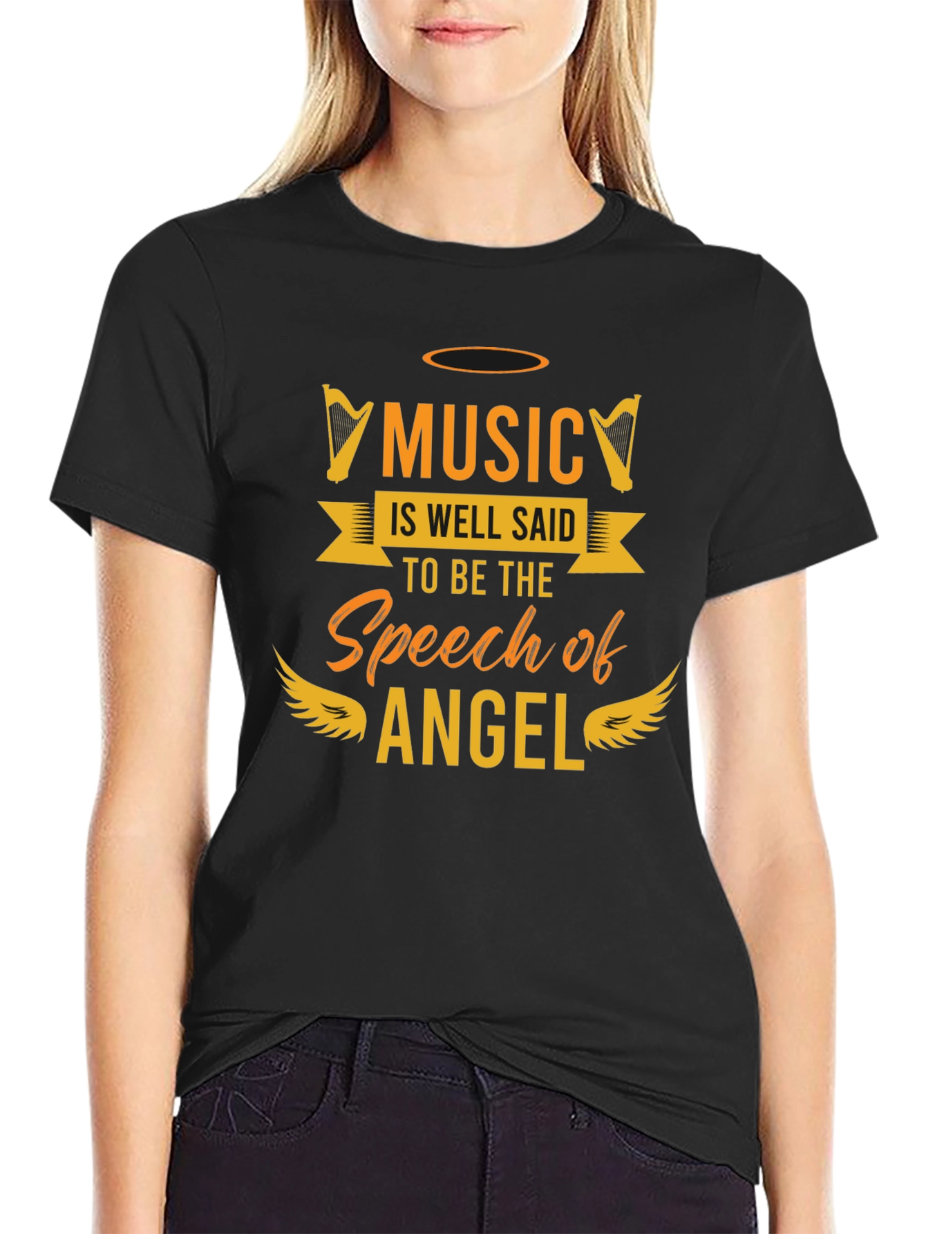 Music Is Angels Speech Graphic Tee - Black