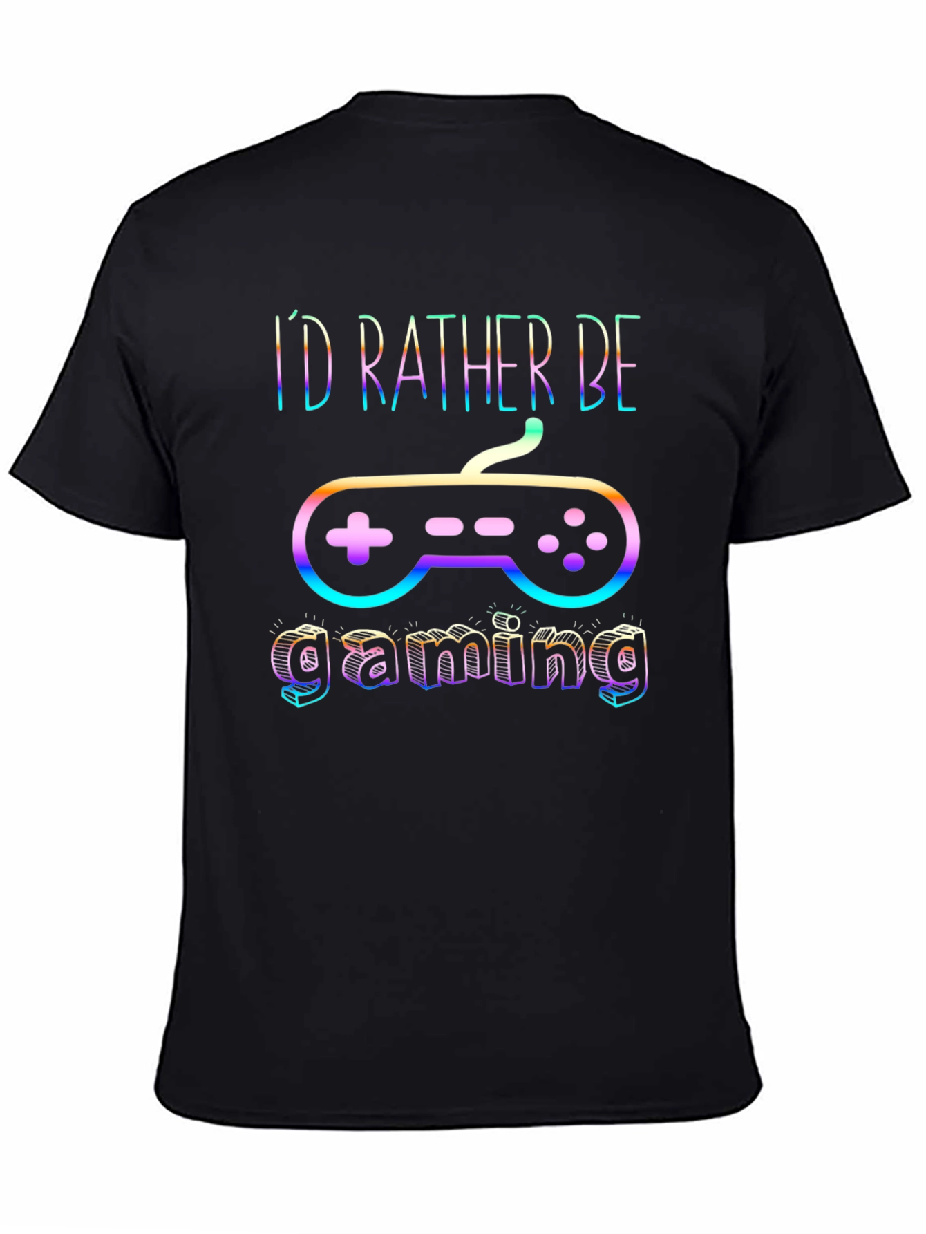 Gamer T-Shirt - Id Rather Be Gaming - Black Cotton Tee