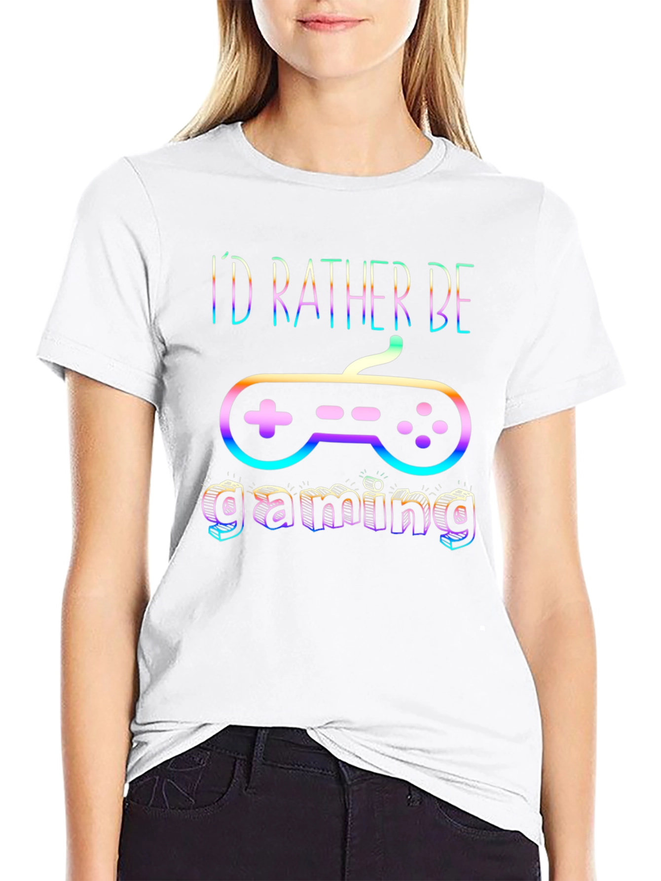Gamer T-Shirt - Id Rather Be Gaming - Black Cotton Tee