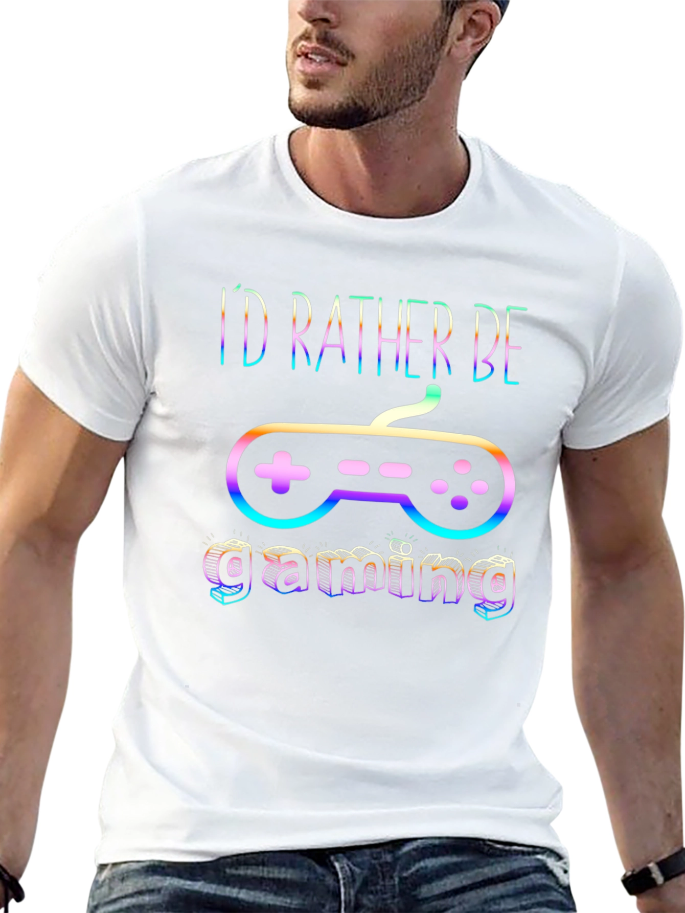 Gamer T-Shirt - Id Rather Be Gaming - Black Cotton Tee