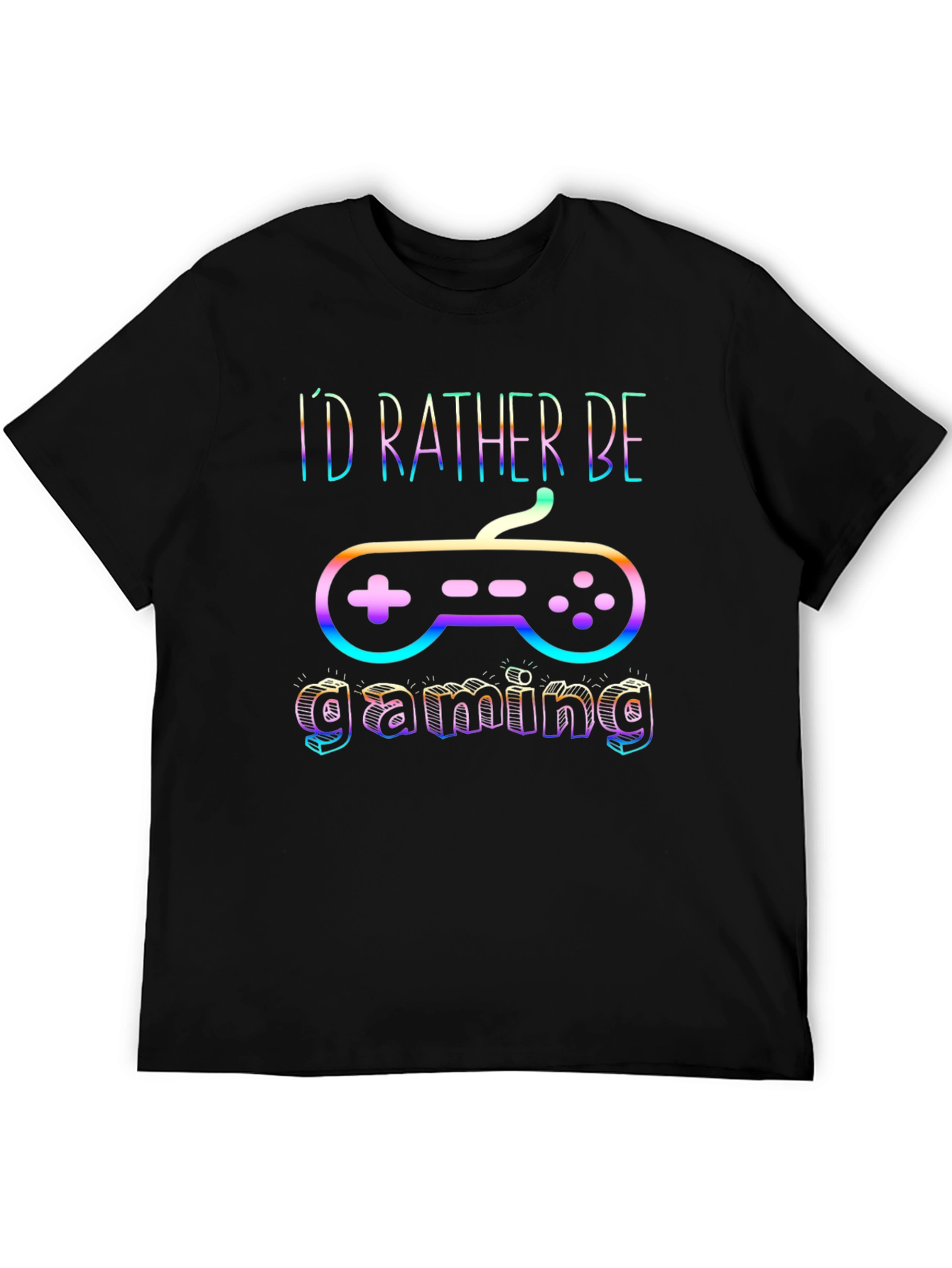 Gamer T-Shirt - Id Rather Be Gaming - Black Cotton Tee
