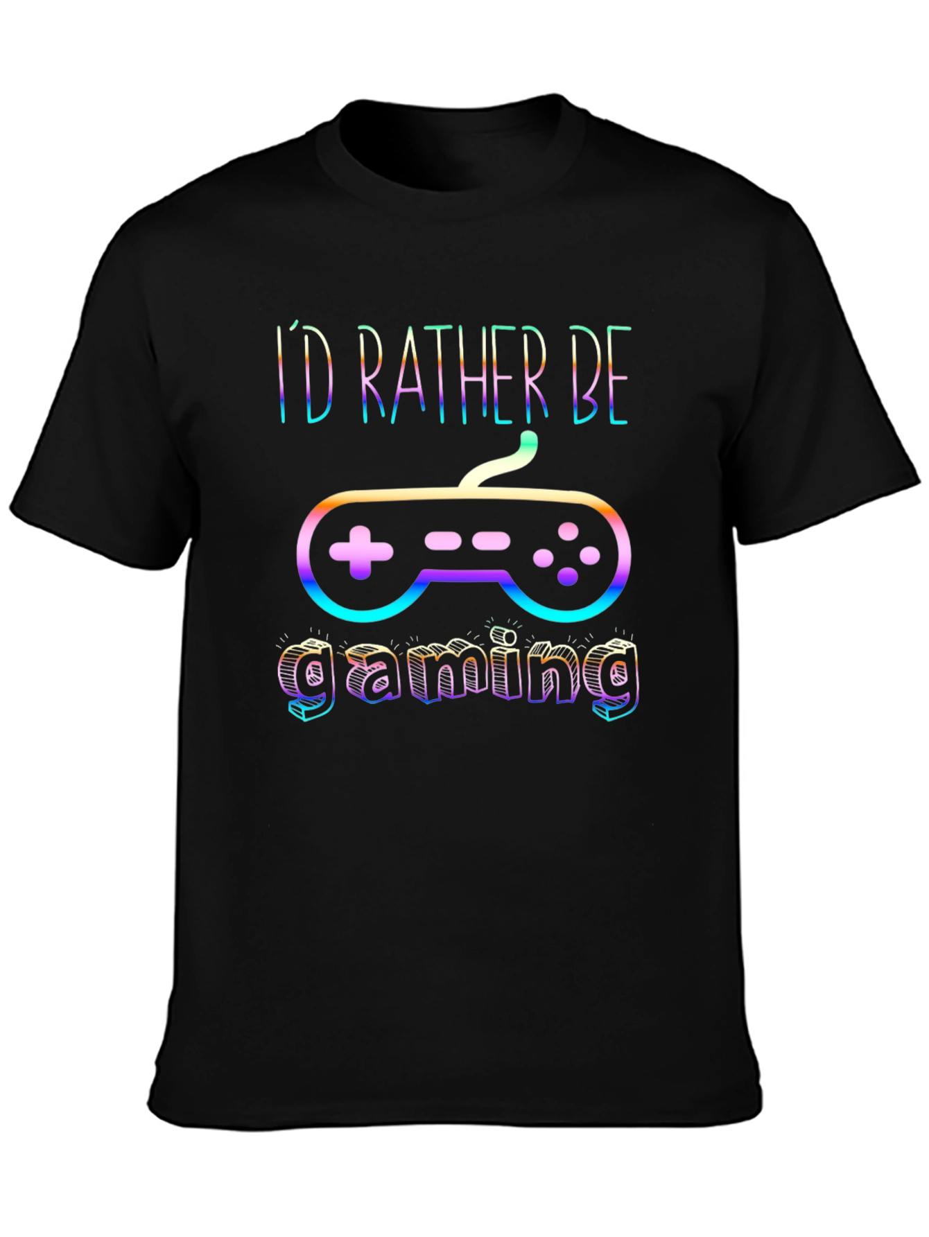 Gamer T-Shirt - Id Rather Be Gaming - Black Cotton Tee