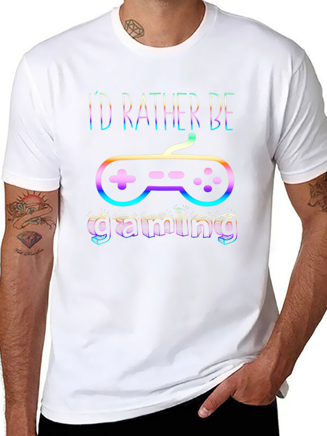 Gamer T-Shirt - Id Rather Be Gaming - Black Cotton Tee