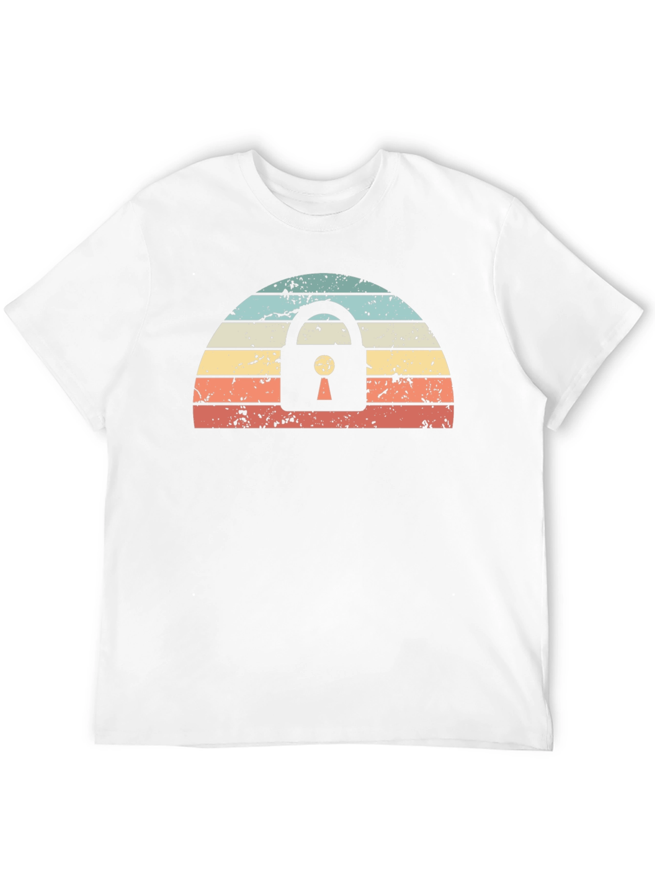 Retro Sunset Lock T-Shirt - Graphic Print Tee