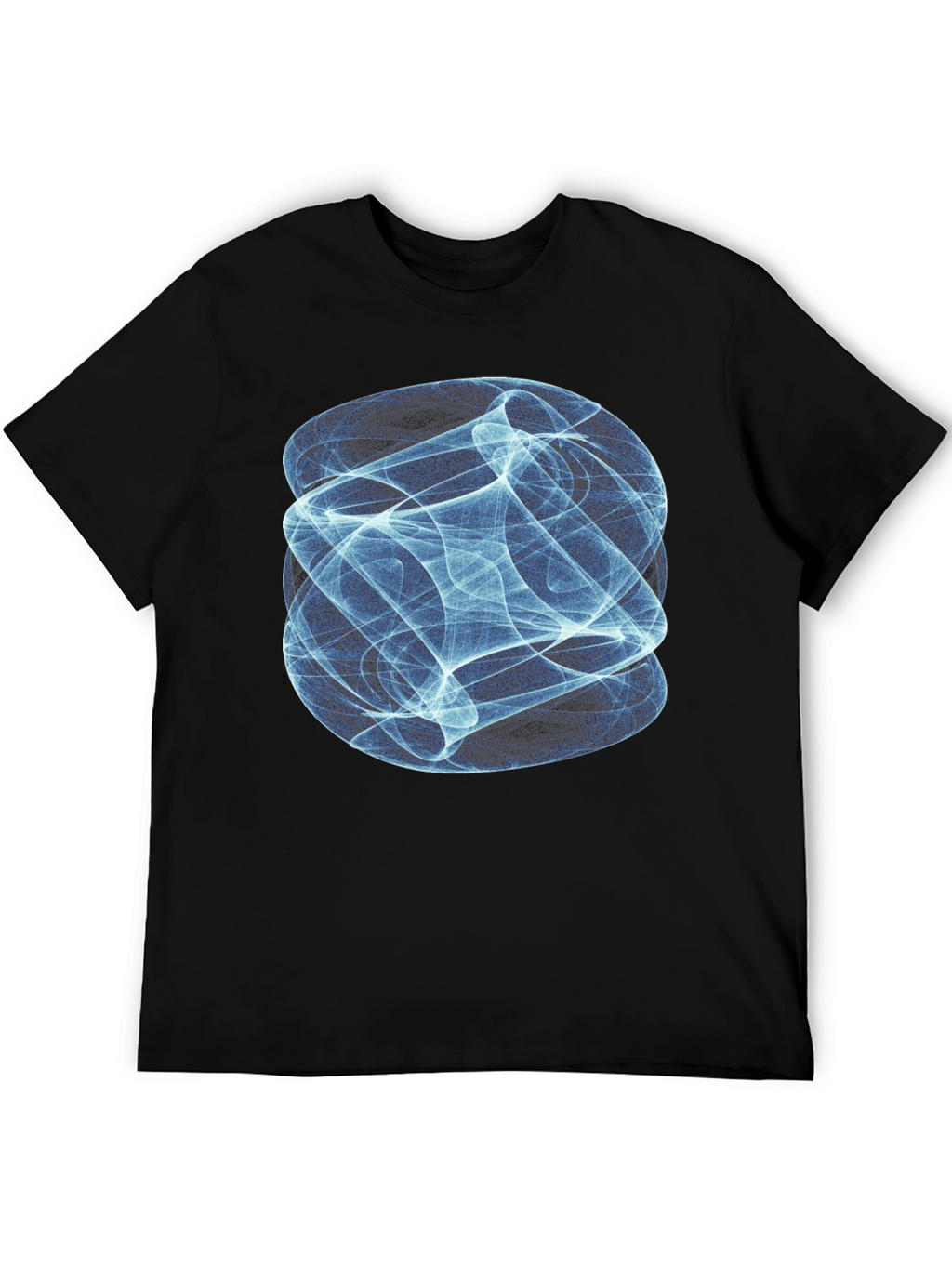 Abstract Blue Swirl Graphic Print Black T-Shirt