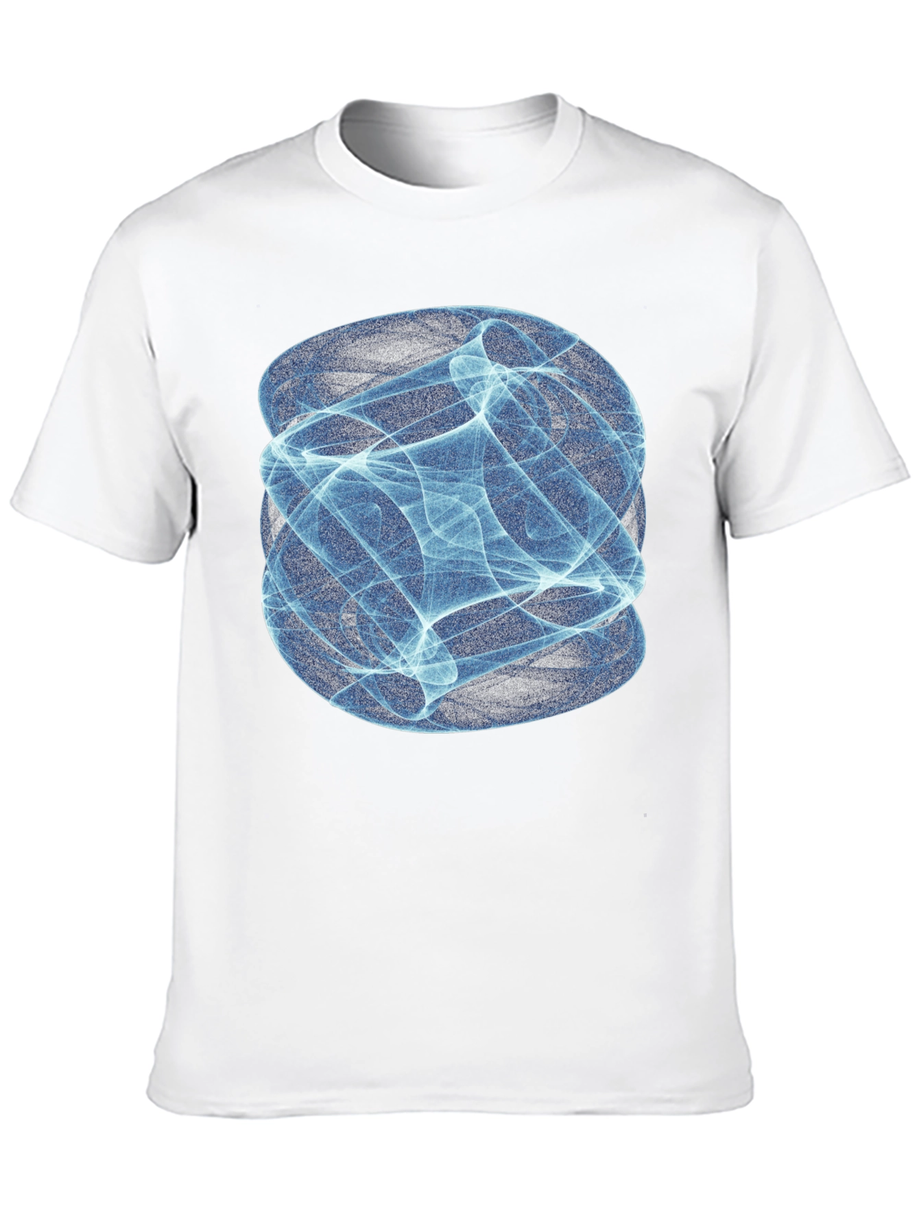Abstract Blue Swirl Graphic Print Black T-Shirt