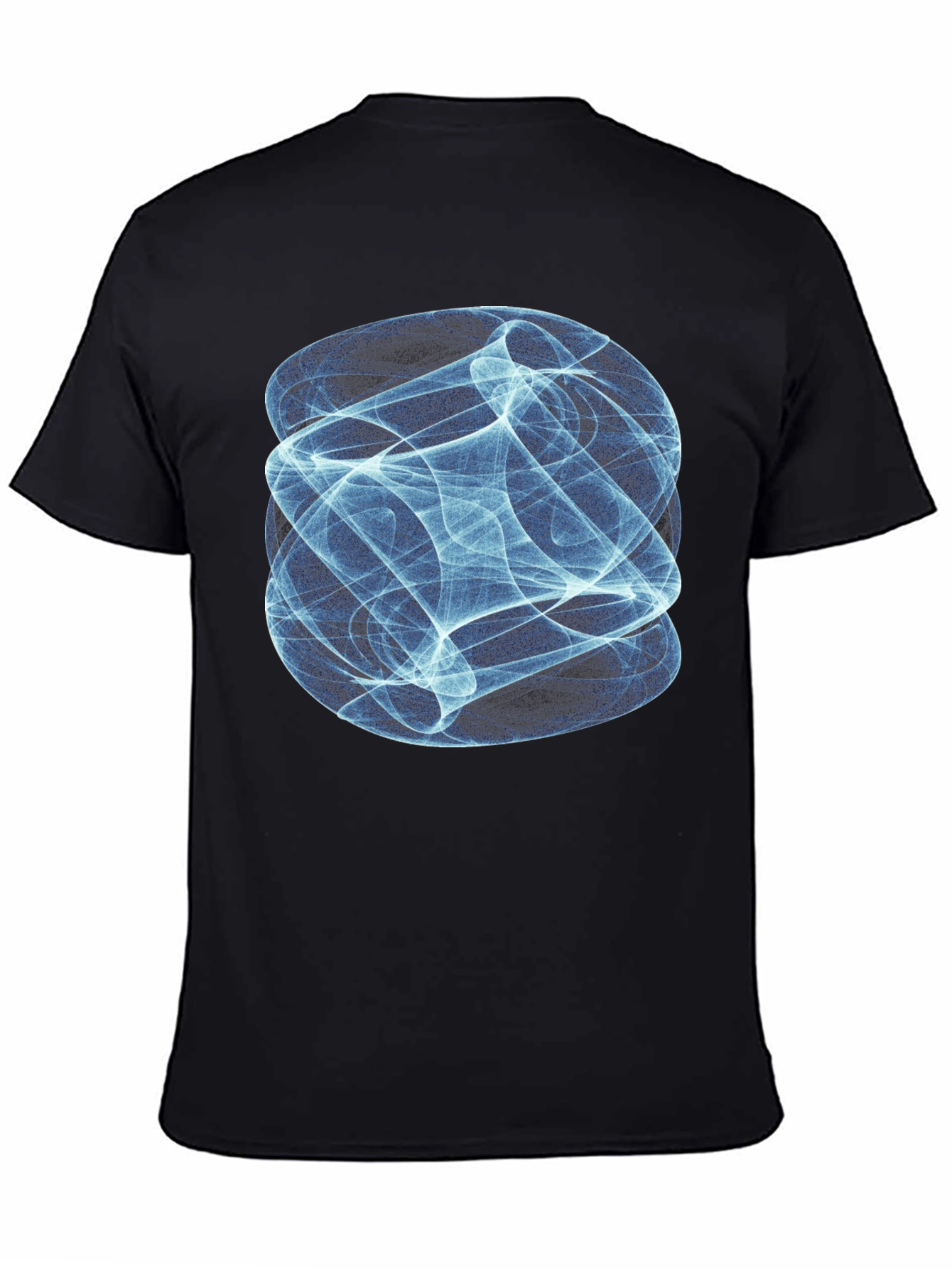 Abstract Blue Swirl Graphic Print Black T-Shirt
