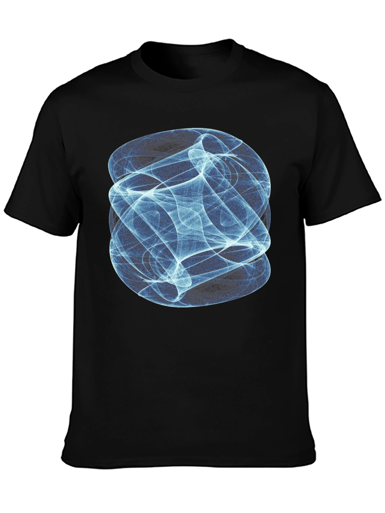 Abstract Blue Swirl Graphic Print Black T-Shirt