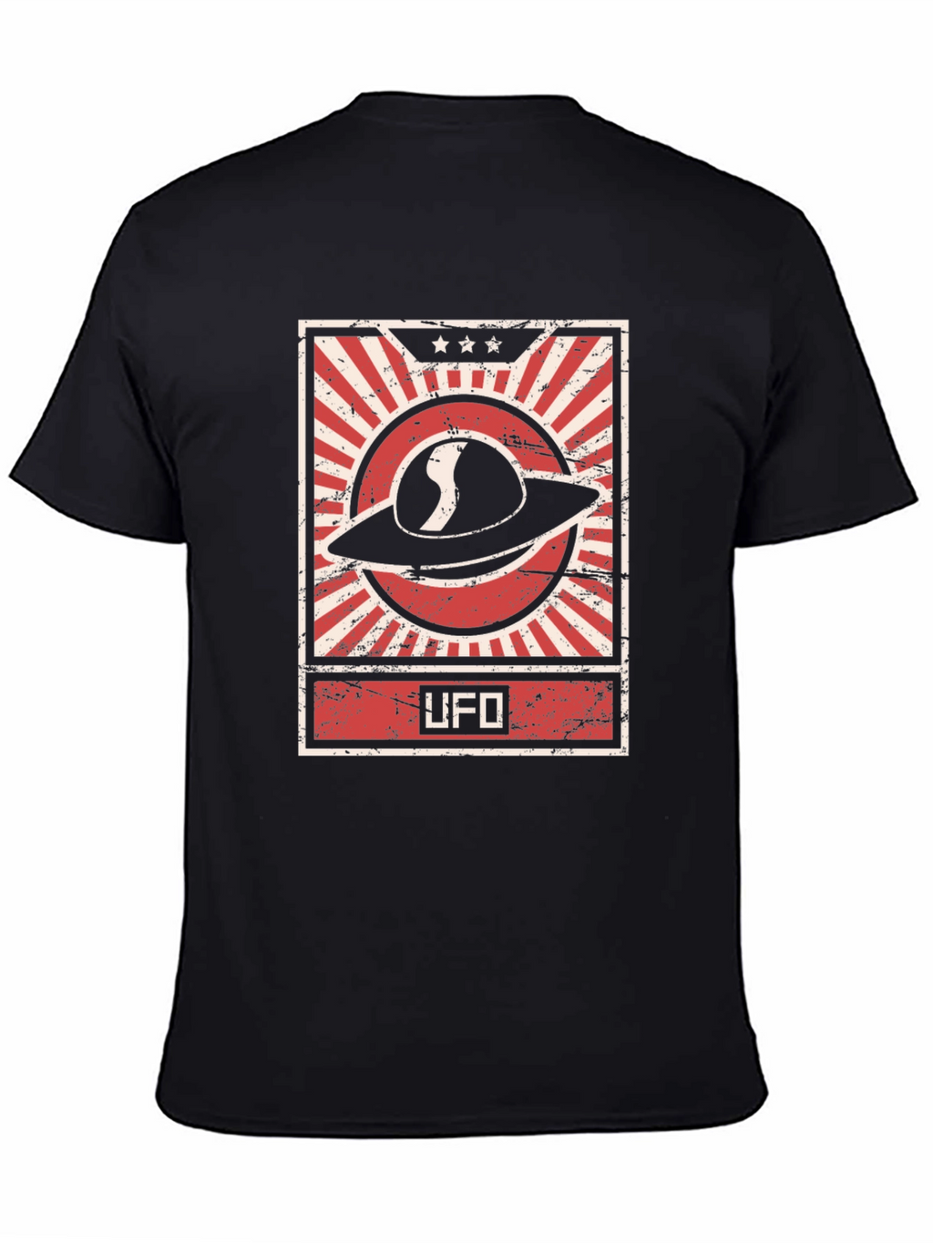UFO Graphic Tee - Retro Design Black T-Shirt