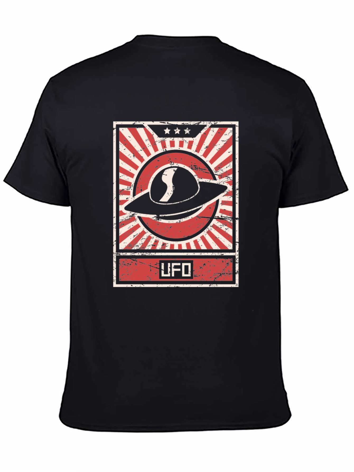 UFO Graphic Tee - Retro Design Black T-Shirt