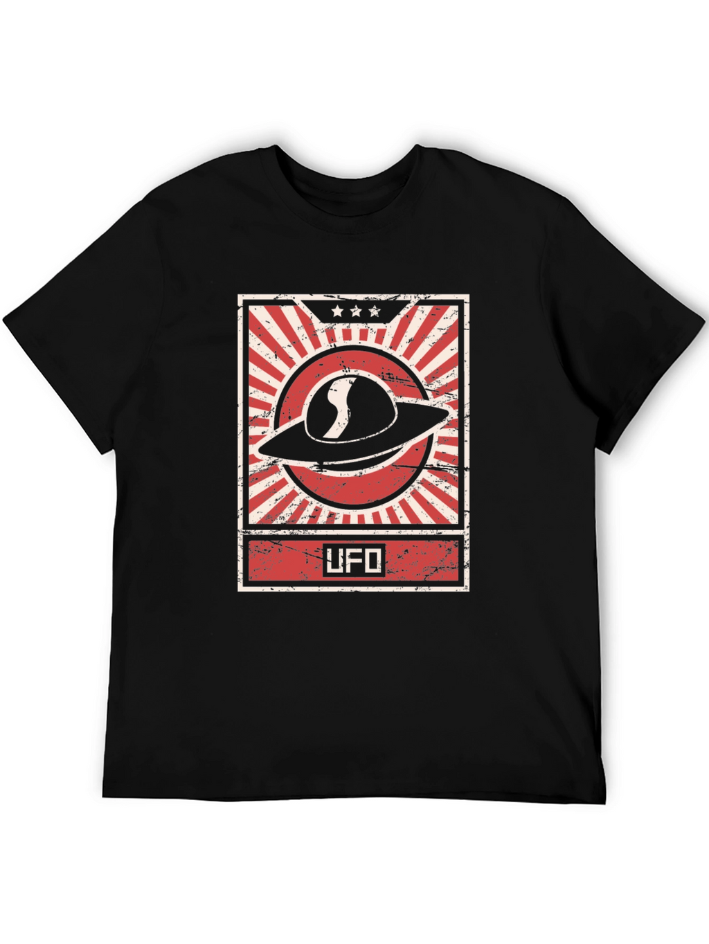UFO Graphic Tee - Retro Design Black T-Shirt