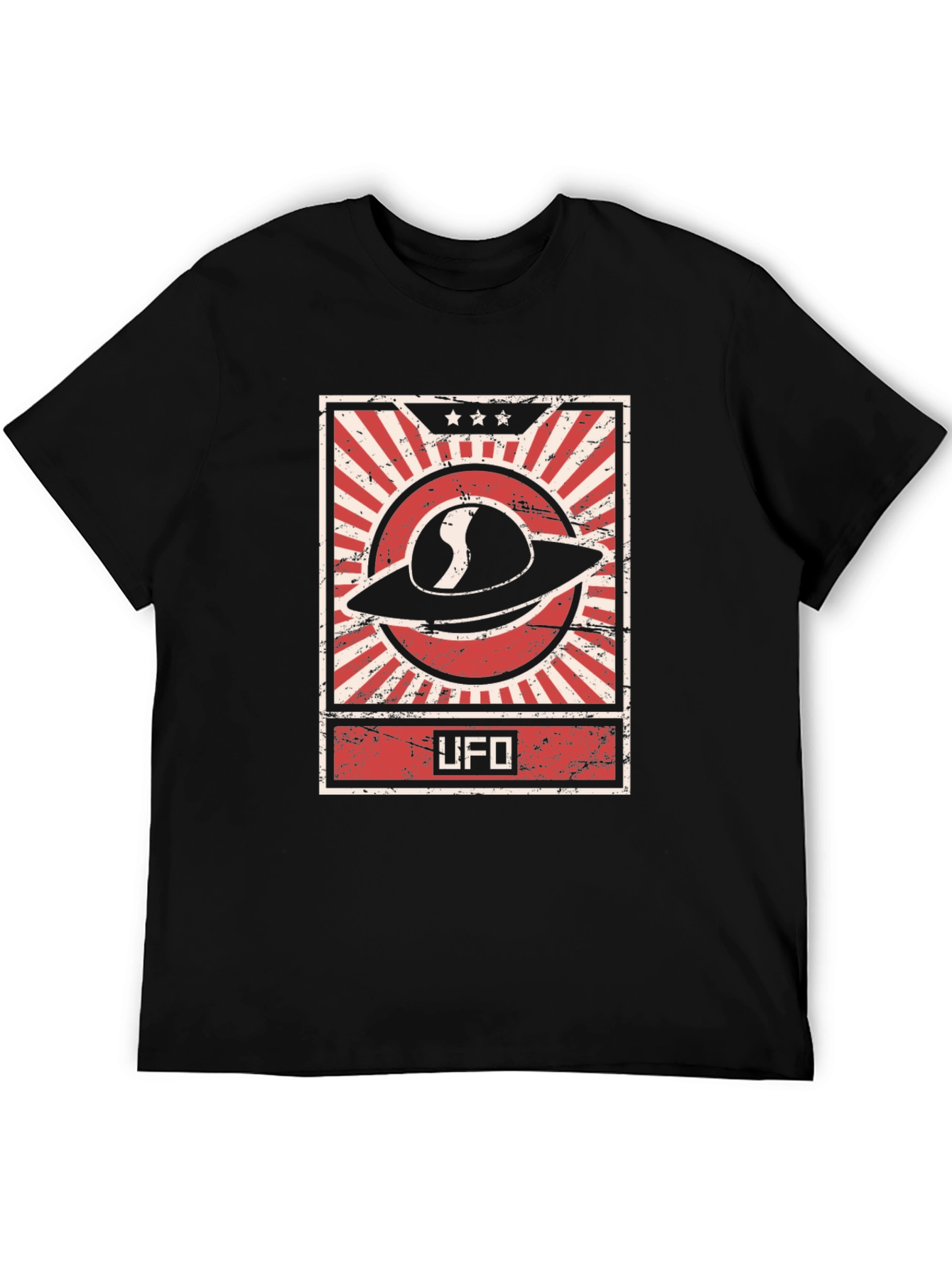 UFO Graphic Tee - Retro Design Black T-Shirt