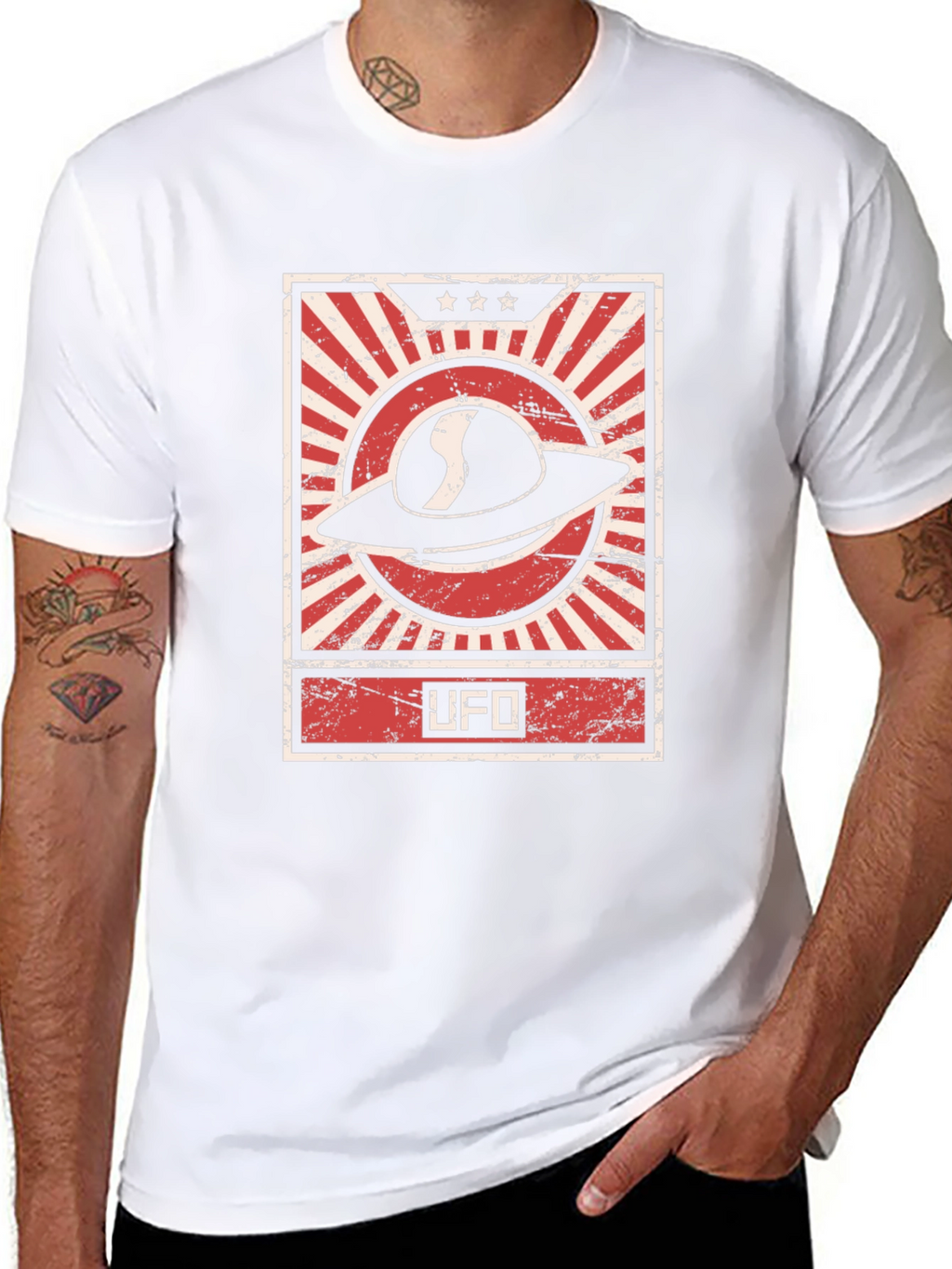 UFO Graphic Tee - Retro Design Black T-Shirt