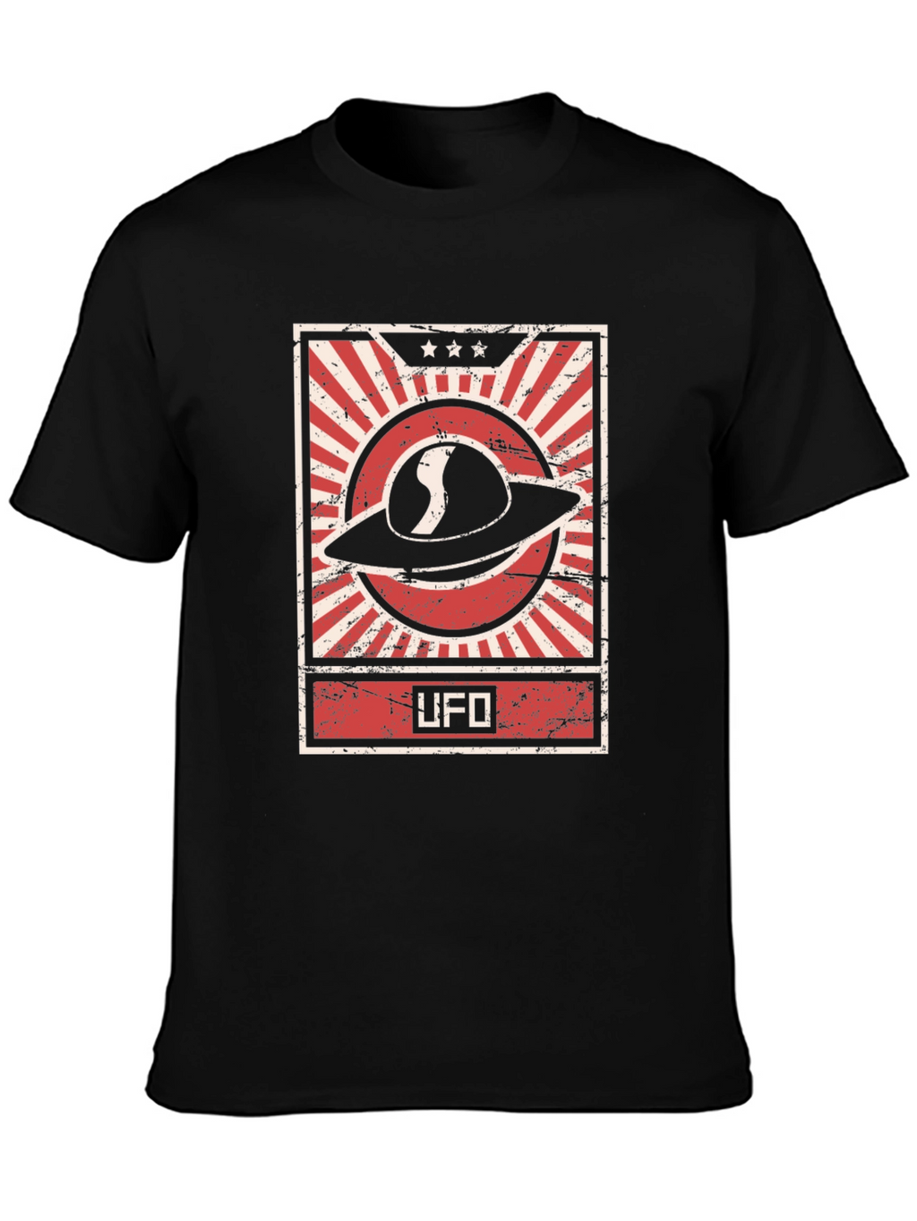 UFO Graphic Tee - Retro Design Black T-Shirt