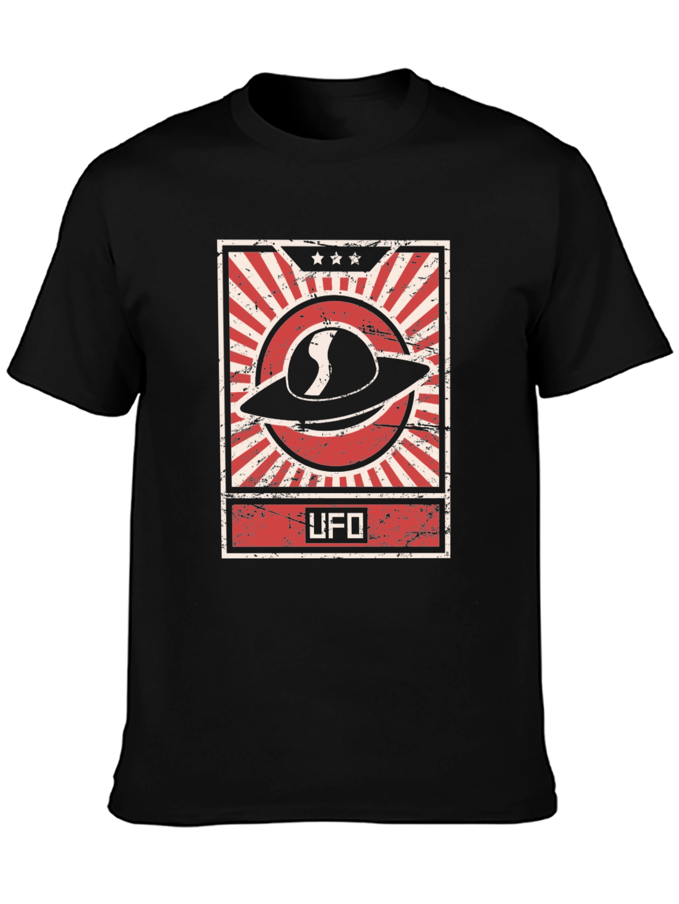 UFO Graphic Tee - Retro Design Black T-Shirt