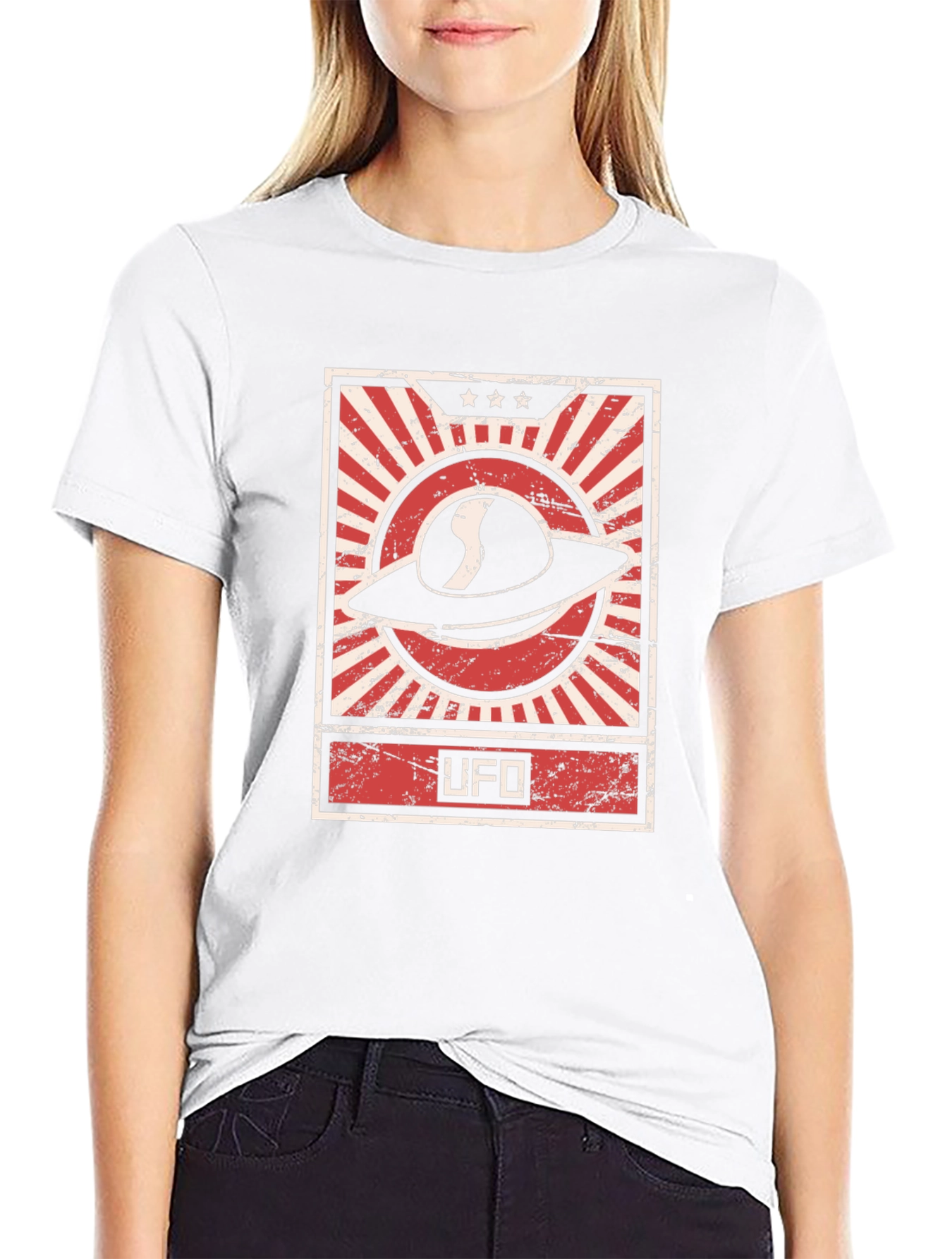 UFO Graphic Tee - Retro Design Black T-Shirt