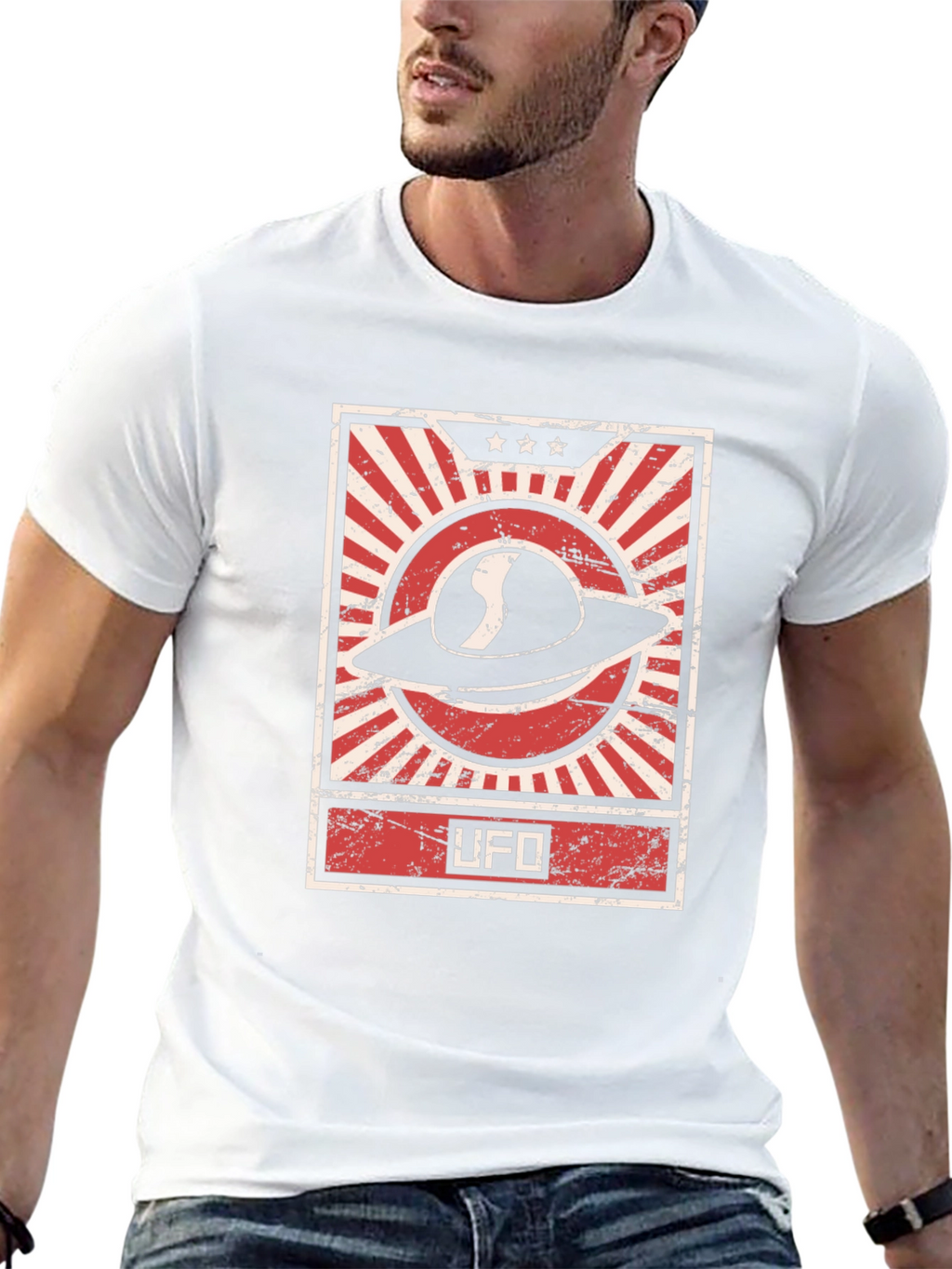 UFO Graphic Tee - Retro Design Black T-Shirt