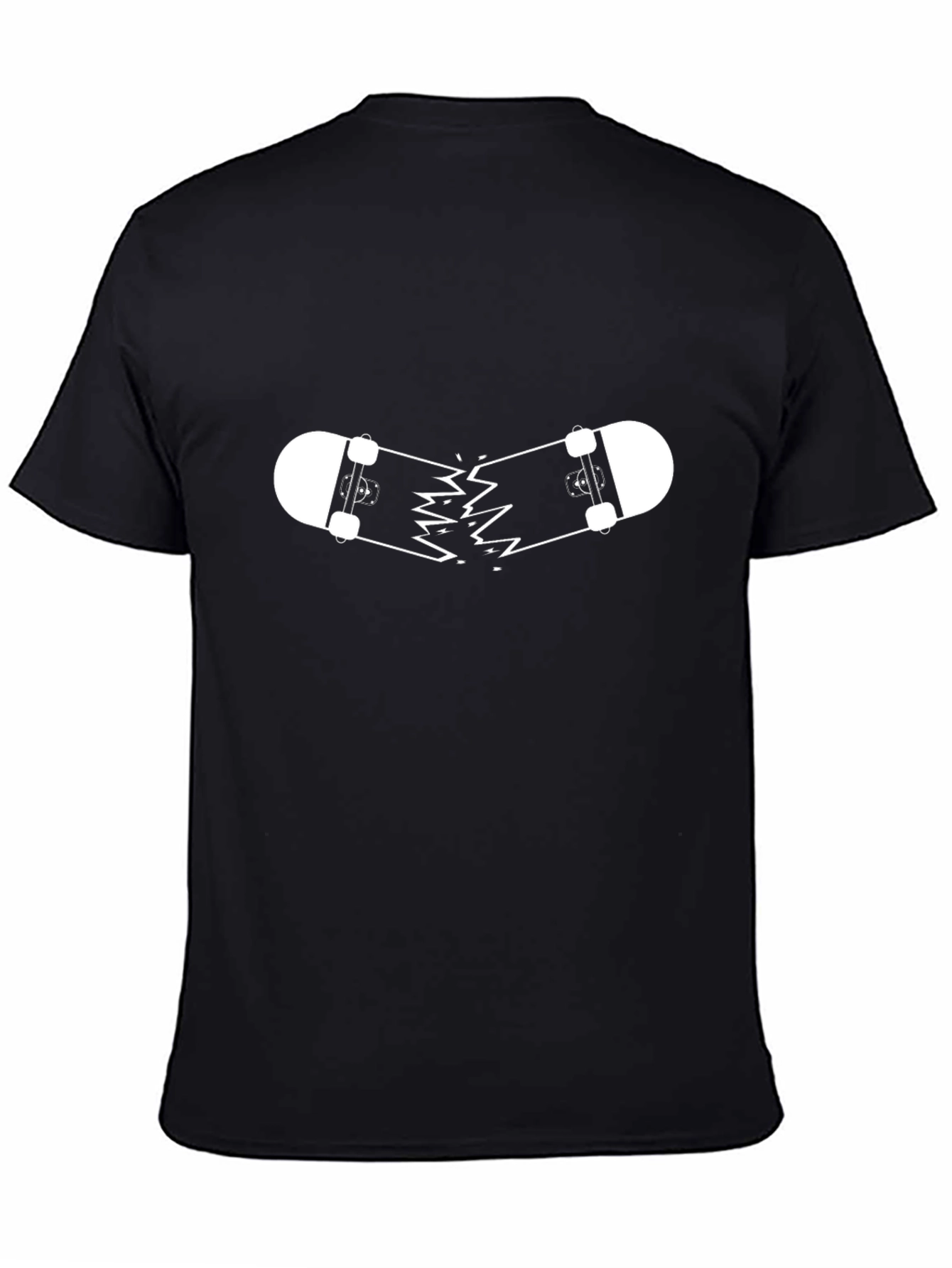 Broken Skateboard Graphic Tee - Black Casual Shirt