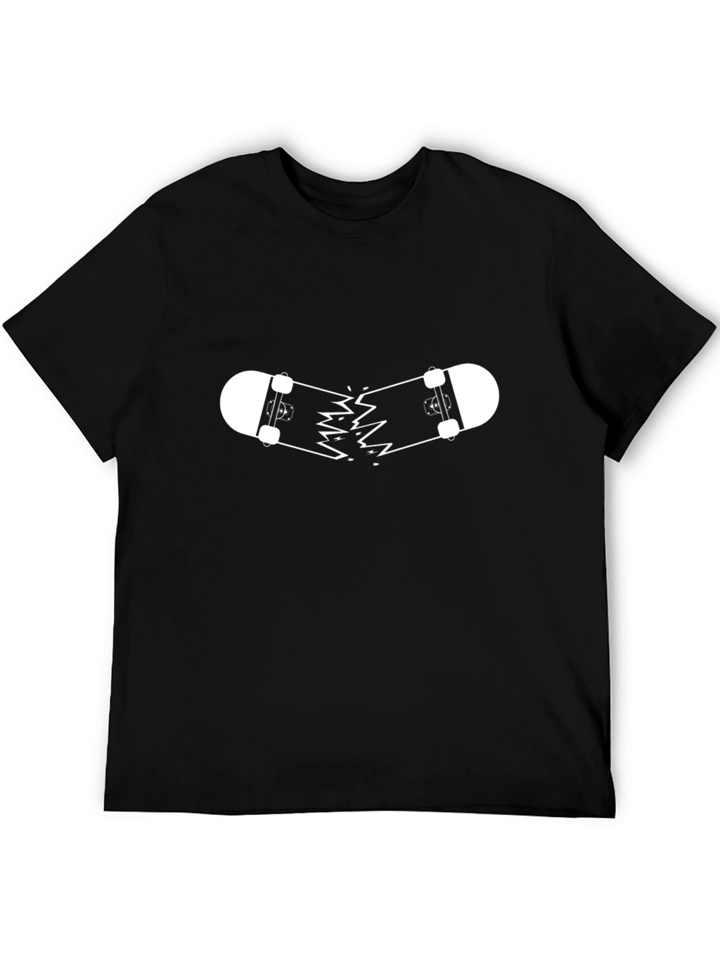 Broken Skateboard Graphic Tee - Black Casual Shirt