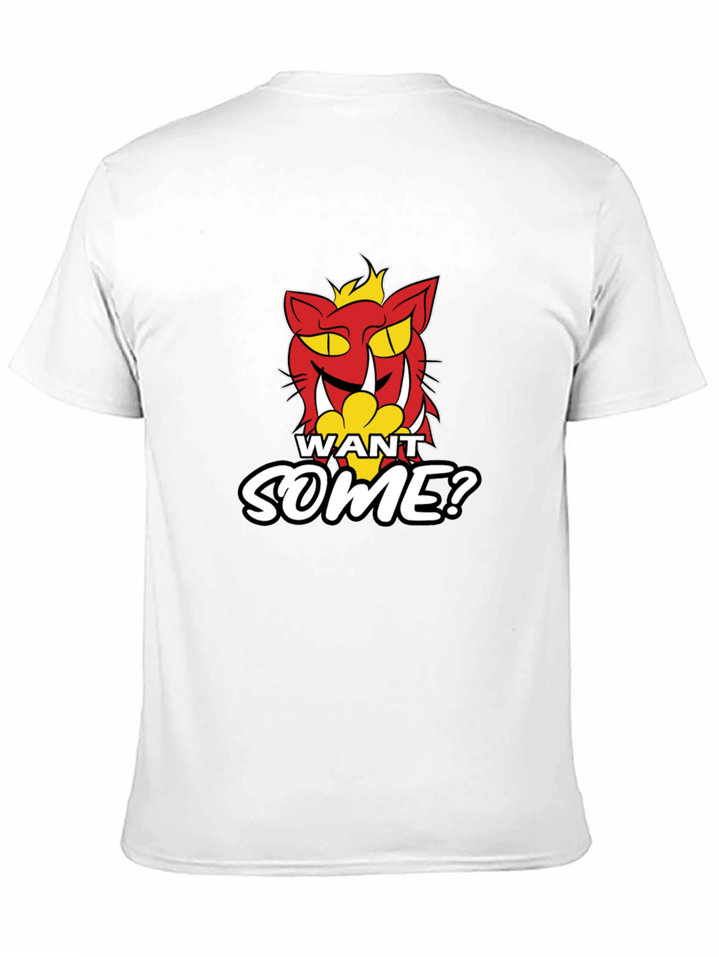 Want Some? Cartoon Cat Graphic Print Black T-Shirt