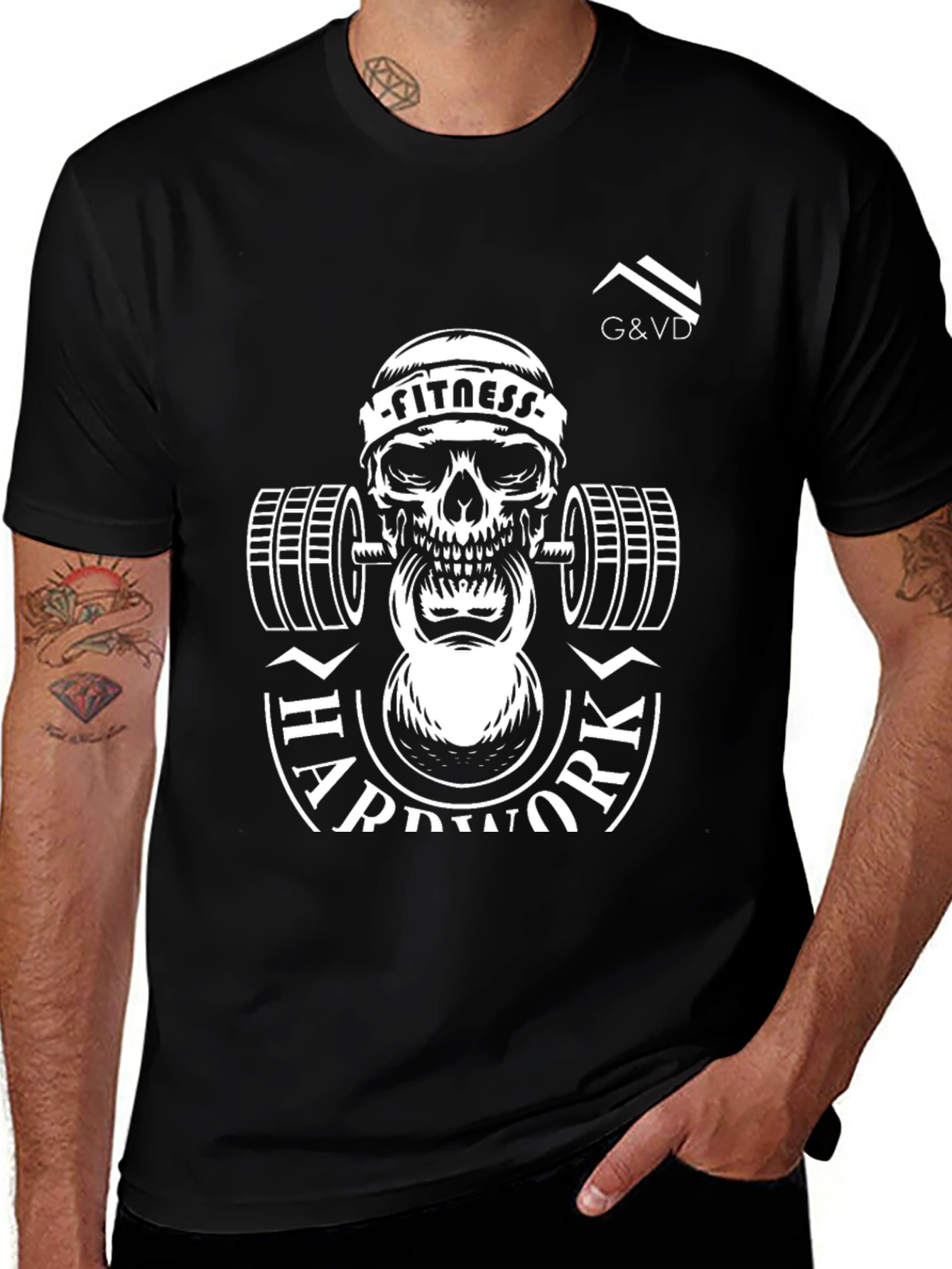 Fitness Skull T-Shirt - Hard Work Design