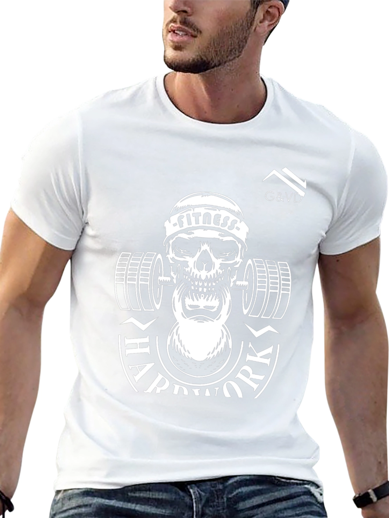 Fitness Skull T-Shirt - Hard Work Design
