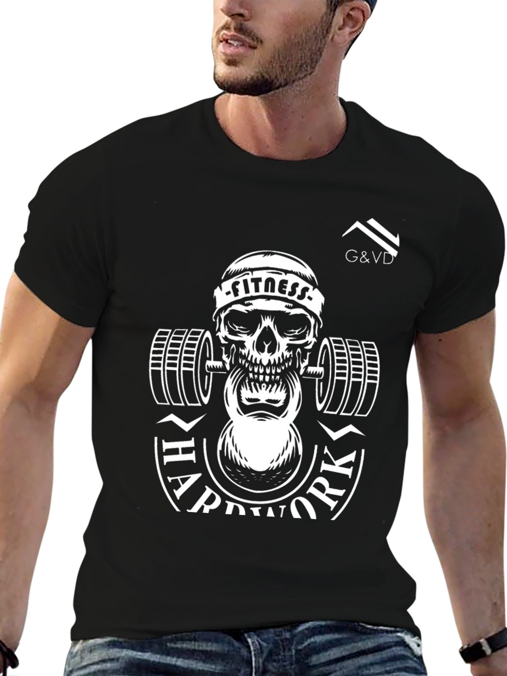 Fitness Skull T-Shirt - Hard Work Design