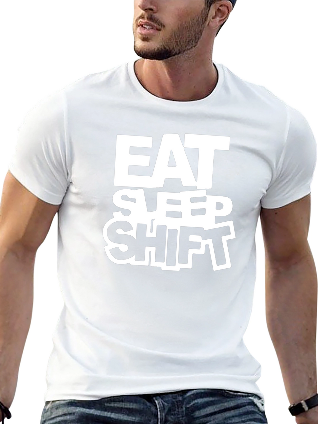 Eat Sleep Shift T-Shirt - Black Crew Neck