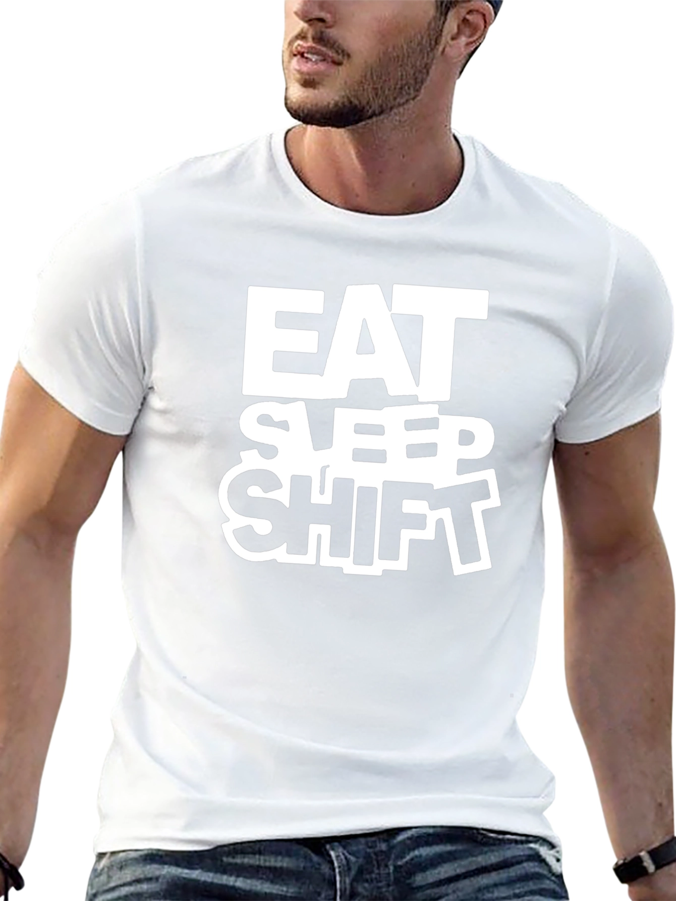 Eat Sleep Shift T-Shirt - Black Crew Neck