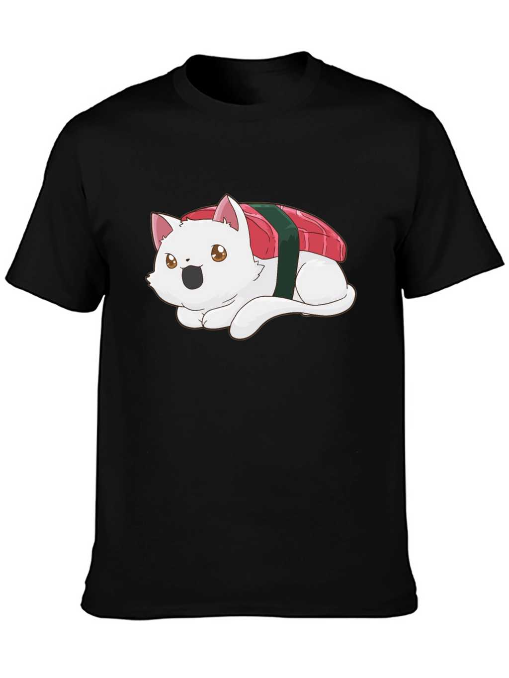 Sushi Cat Black T-Shirt - Whimsical Design