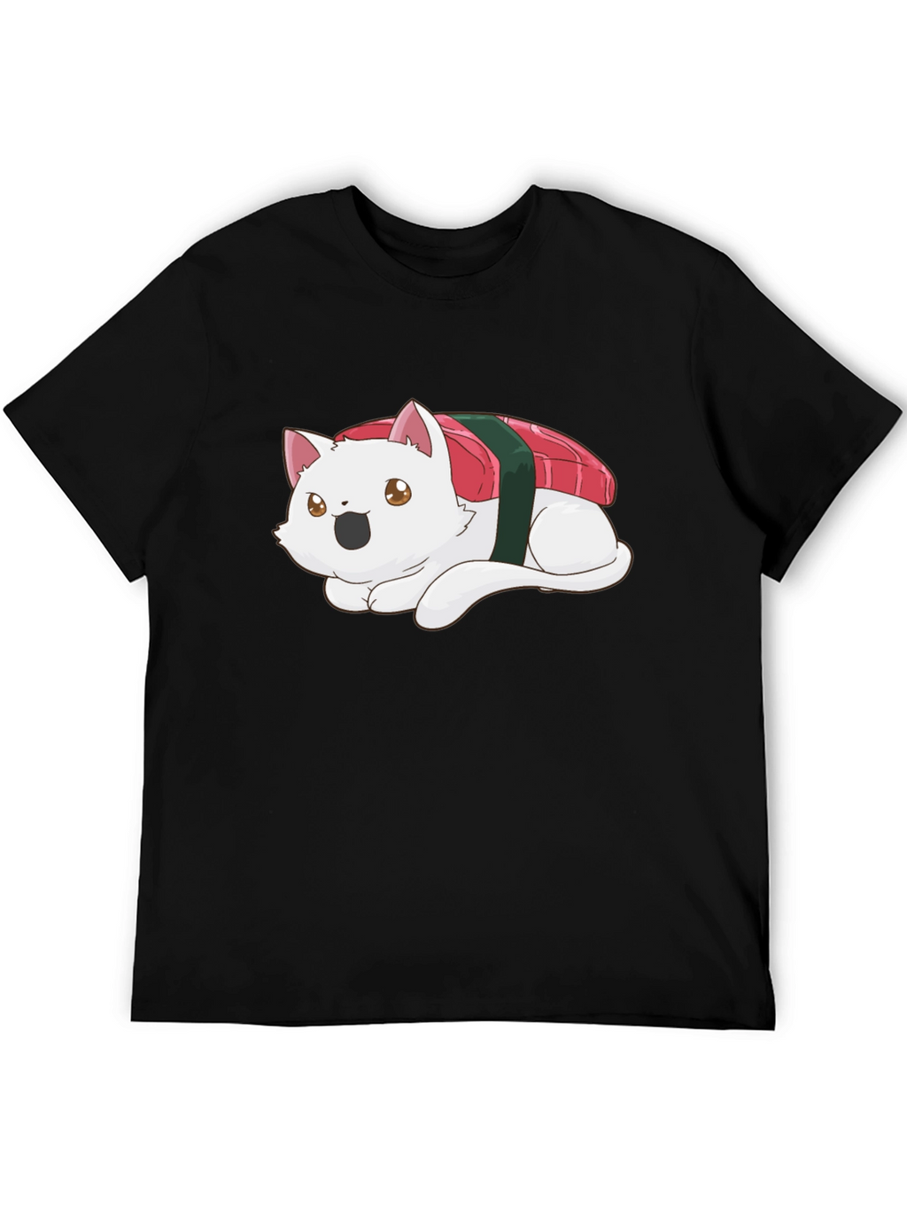 Sushi Cat Black T-Shirt - Whimsical Design