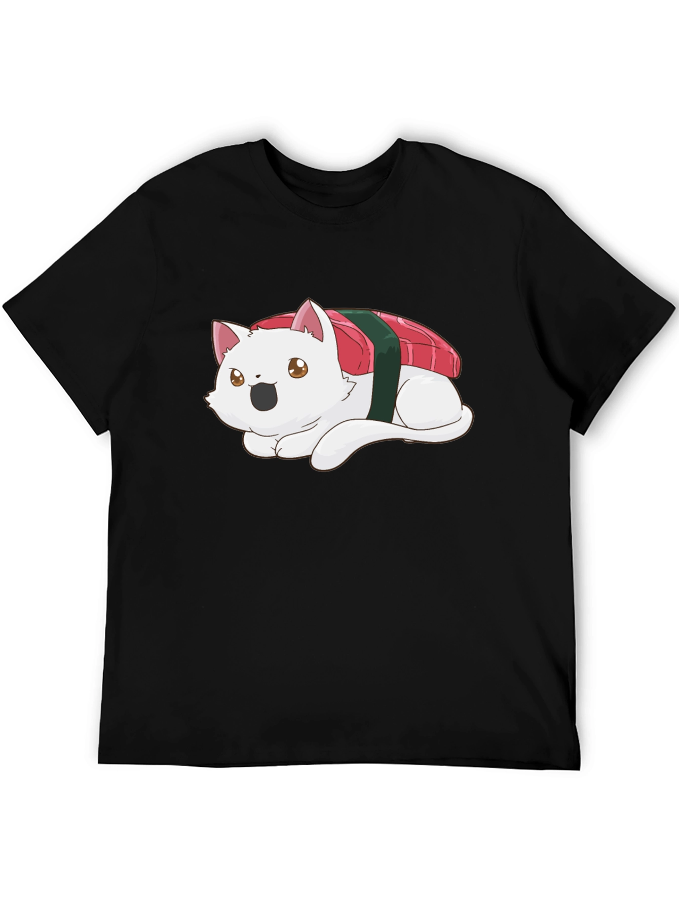 Sushi Cat Black T-Shirt - Whimsical Design