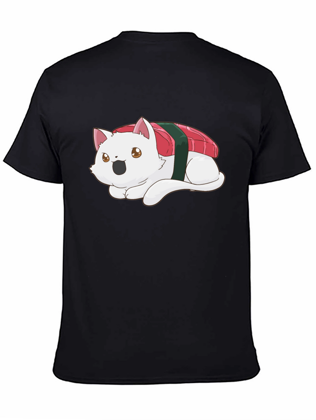 Sushi Cat Black T-Shirt - Whimsical Design